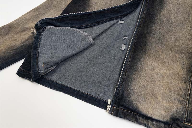 Other Retro Y2k Washed Distressed Hip Hop Hooded Denim Jacket Size US XL / EU 56 / 4 - 9 Thumbnail