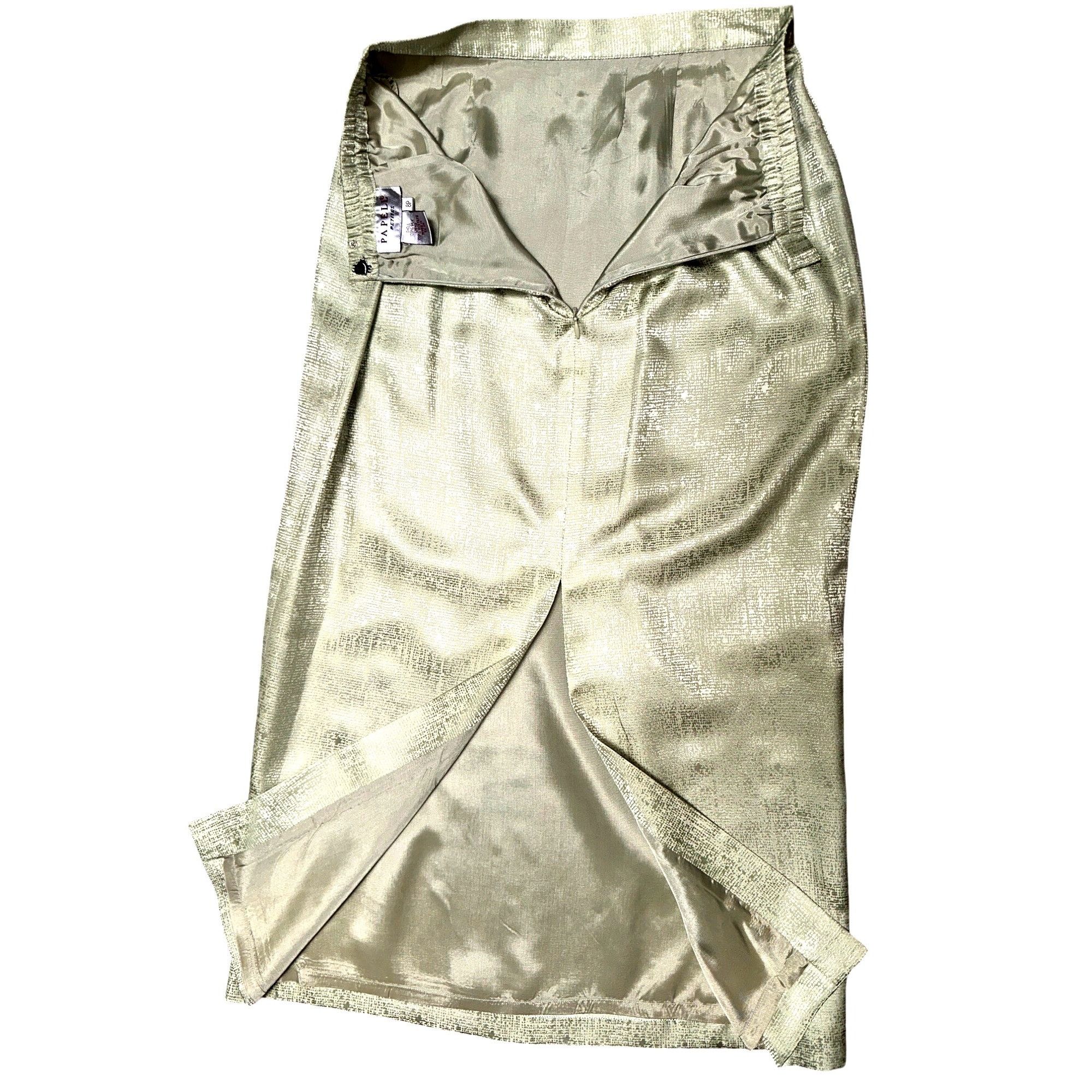Adrianna Papell Papell Petites Vintage 90s 8P Sage Green Silk Beaded Skirt S Size M / US 6-8 / IT 42-44 - 12 Thumbnail
