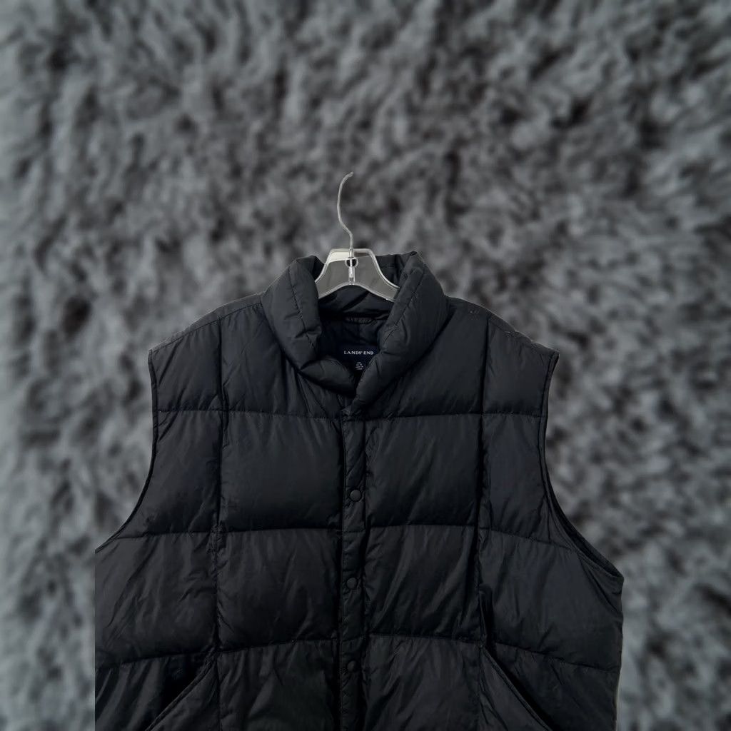 Lands' End VINTAGE Lands' End Vest Mens 2XL Black Puffer Down Snap Front Stand-Up Collar Quilted Bodywarmer with Pockets Size US XXL / EU 58 / 5 - 1 Thumbnail