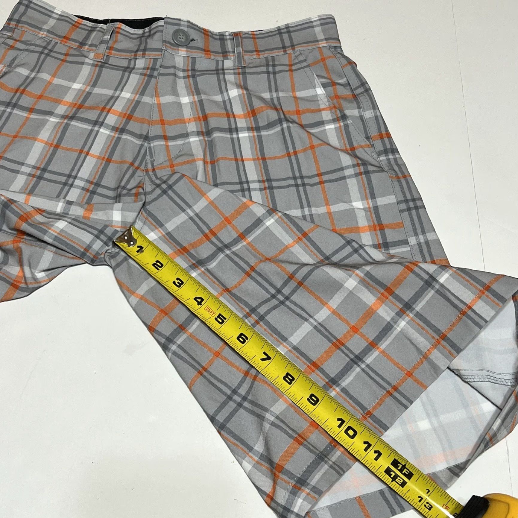 Vintage VINTAGE Op Flex 4 Way Stretch Men’s Shorts White Orange Gray Plaid Size 28 Size US 28 / EU 44 - 5 Thumbnail