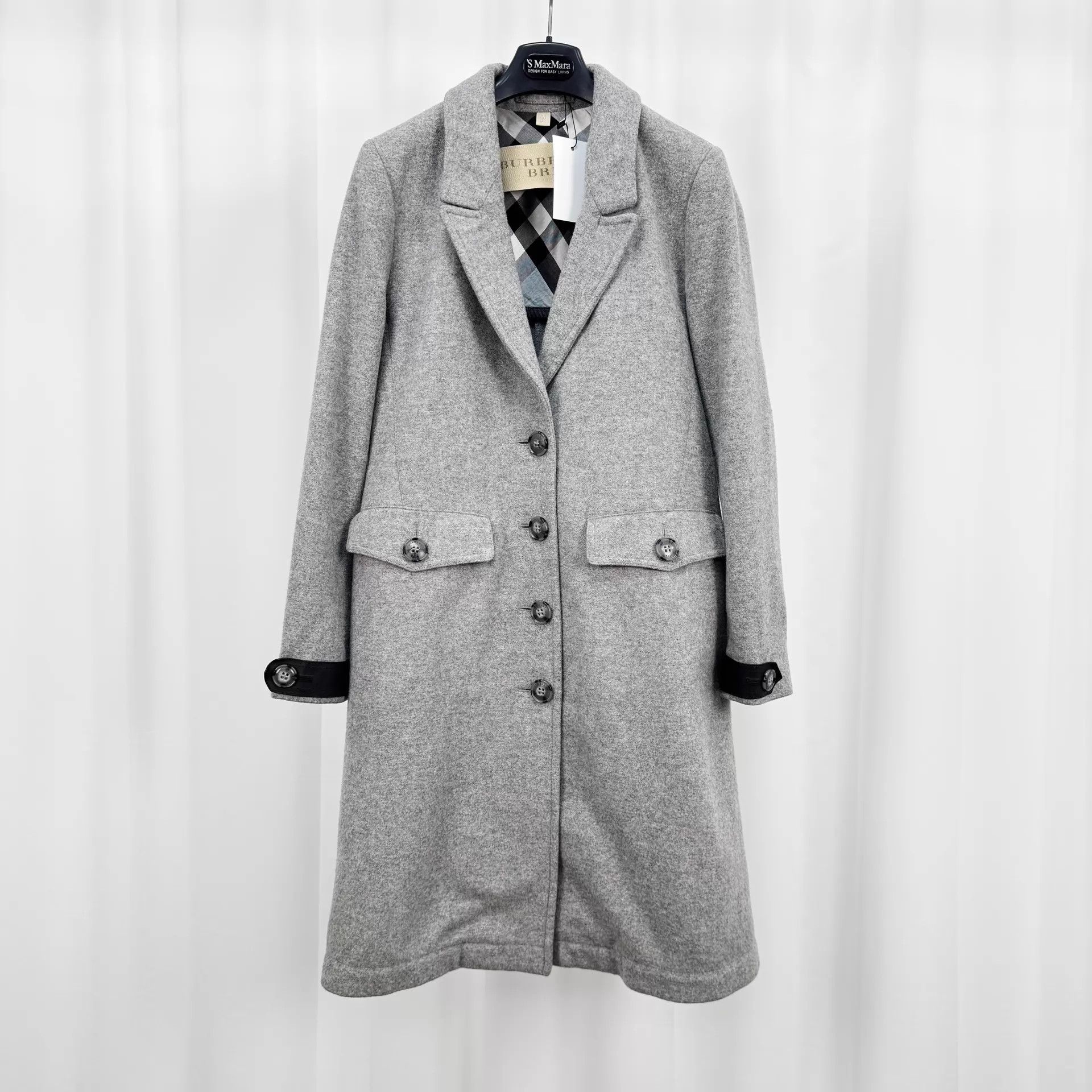 Burberry Burberry Gray Check Wool Coat UK10 Mint Size M / US 6-8 / IT 42-44 - 1 Thumbnail