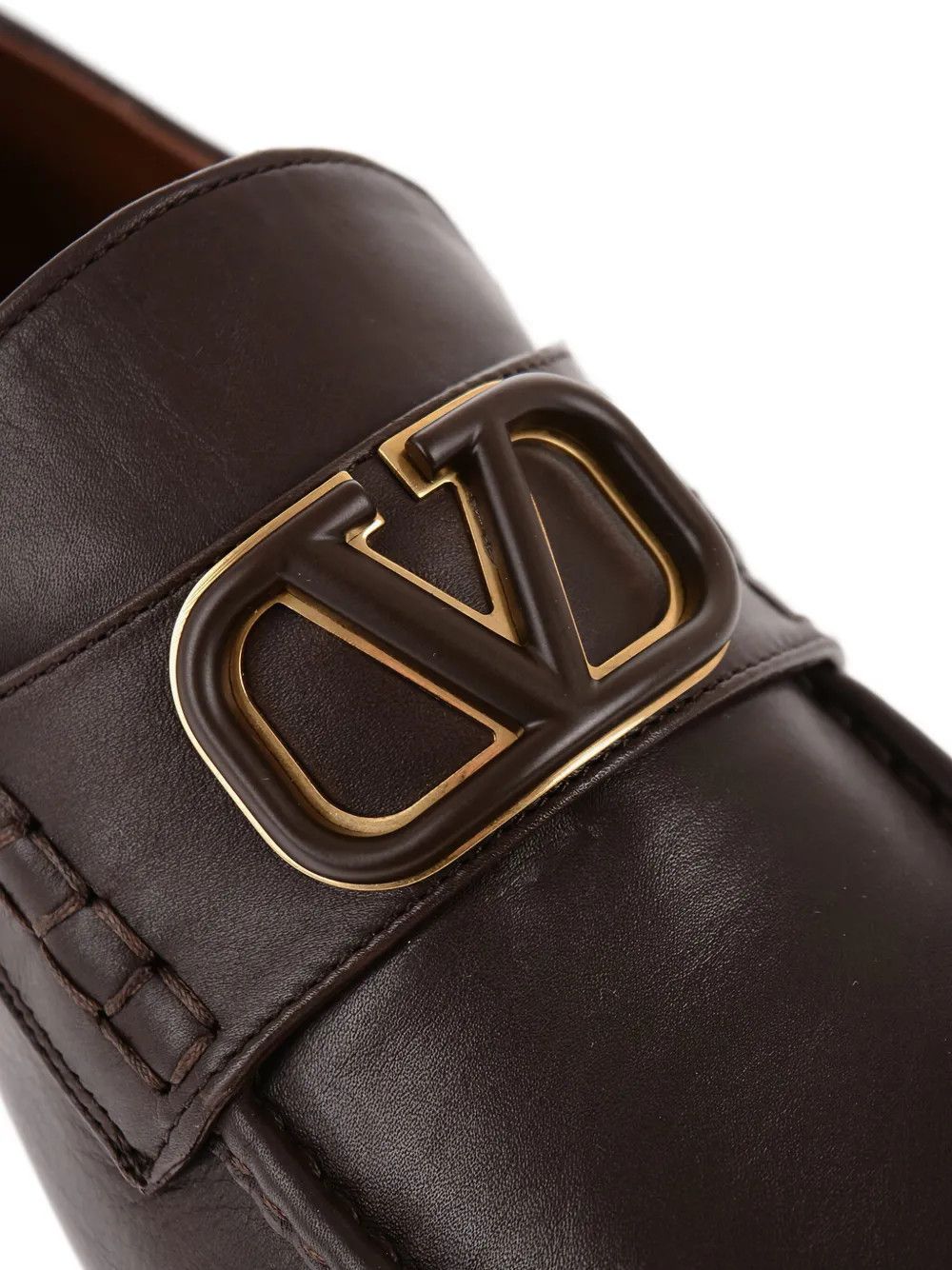 Valentino o1y0525 Logo Leather Loafers in Dark Brown Size US 7 / EU 40 - 2 Thumbnail