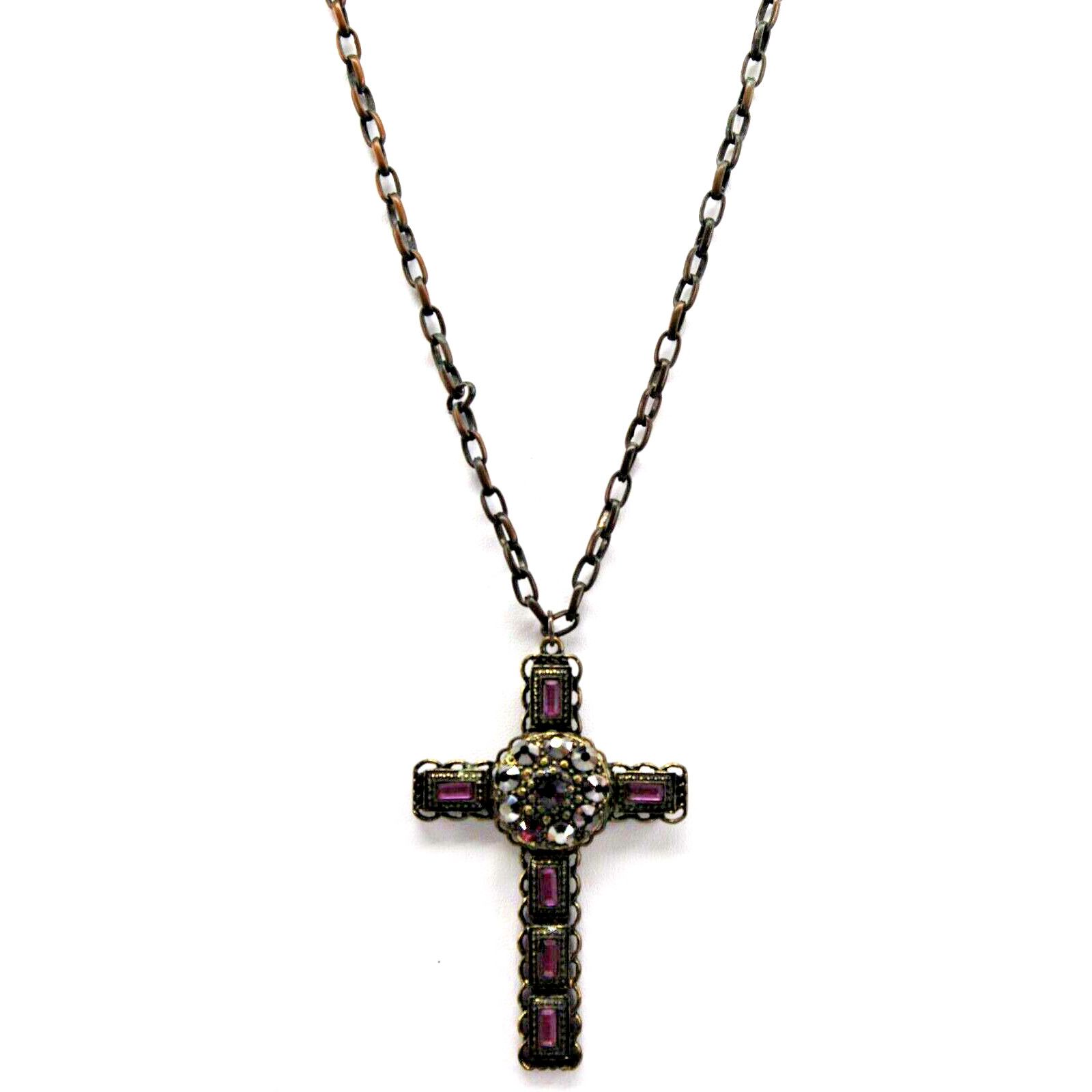 Other Large Ornate 3" Gothic Purple Rhinestone Cross Pendant 30" Size ONE SIZE - 3 Thumbnail