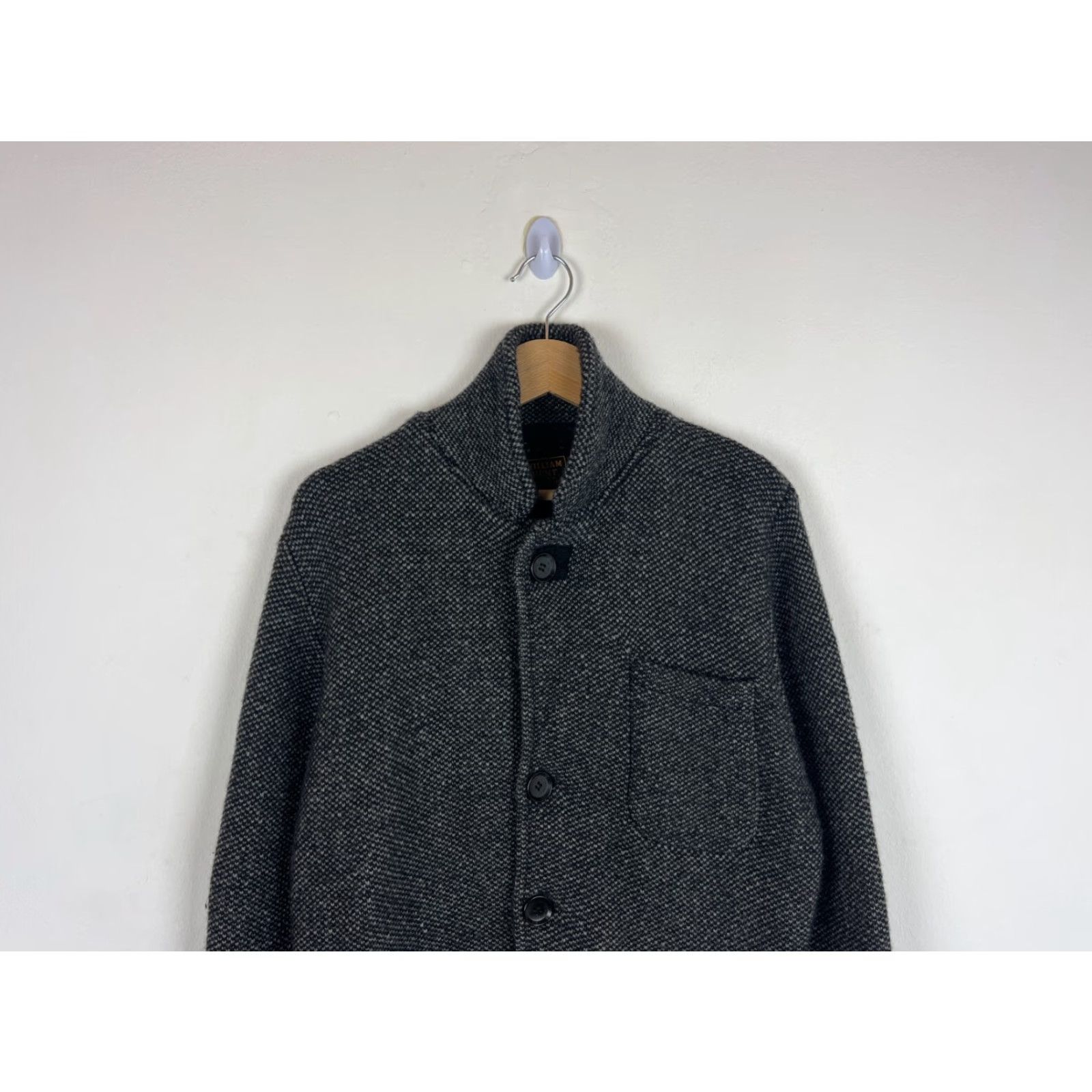 Vintage William Hunt Wool Knit Blazer Jacket Blazer Men S Blue Herringbone 90s Classic Wool Blazer Mens Size 36R - 3 Thumbnail