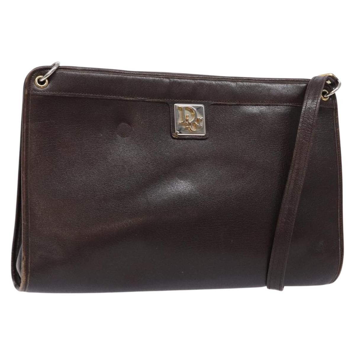 Dior DIOR Shoulder Bag Leather Dark Brown Gold Size ONE SIZE - 1 Thumbnail
