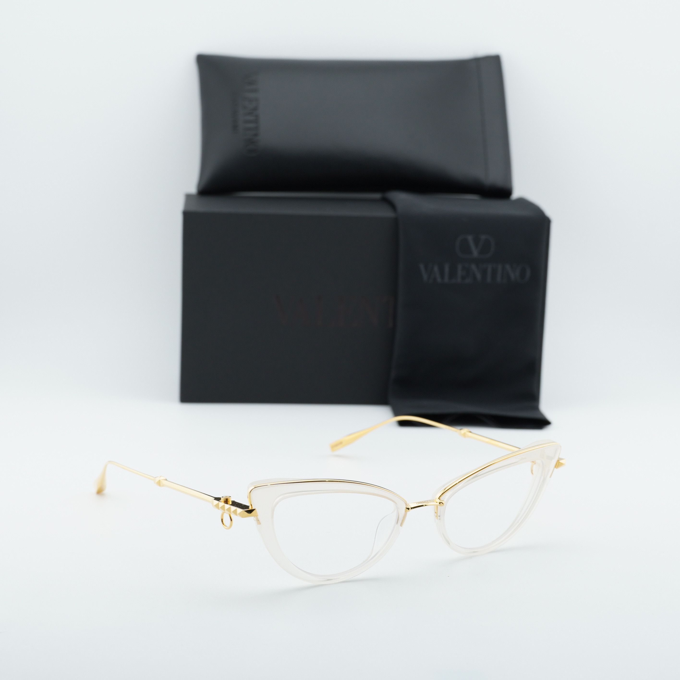 Valentino Valentino V-DAYDREAM VLX-123C-CH Eyeglasses Ivory/Gold 51mm Size ONE SIZE - 12 Thumbnail
