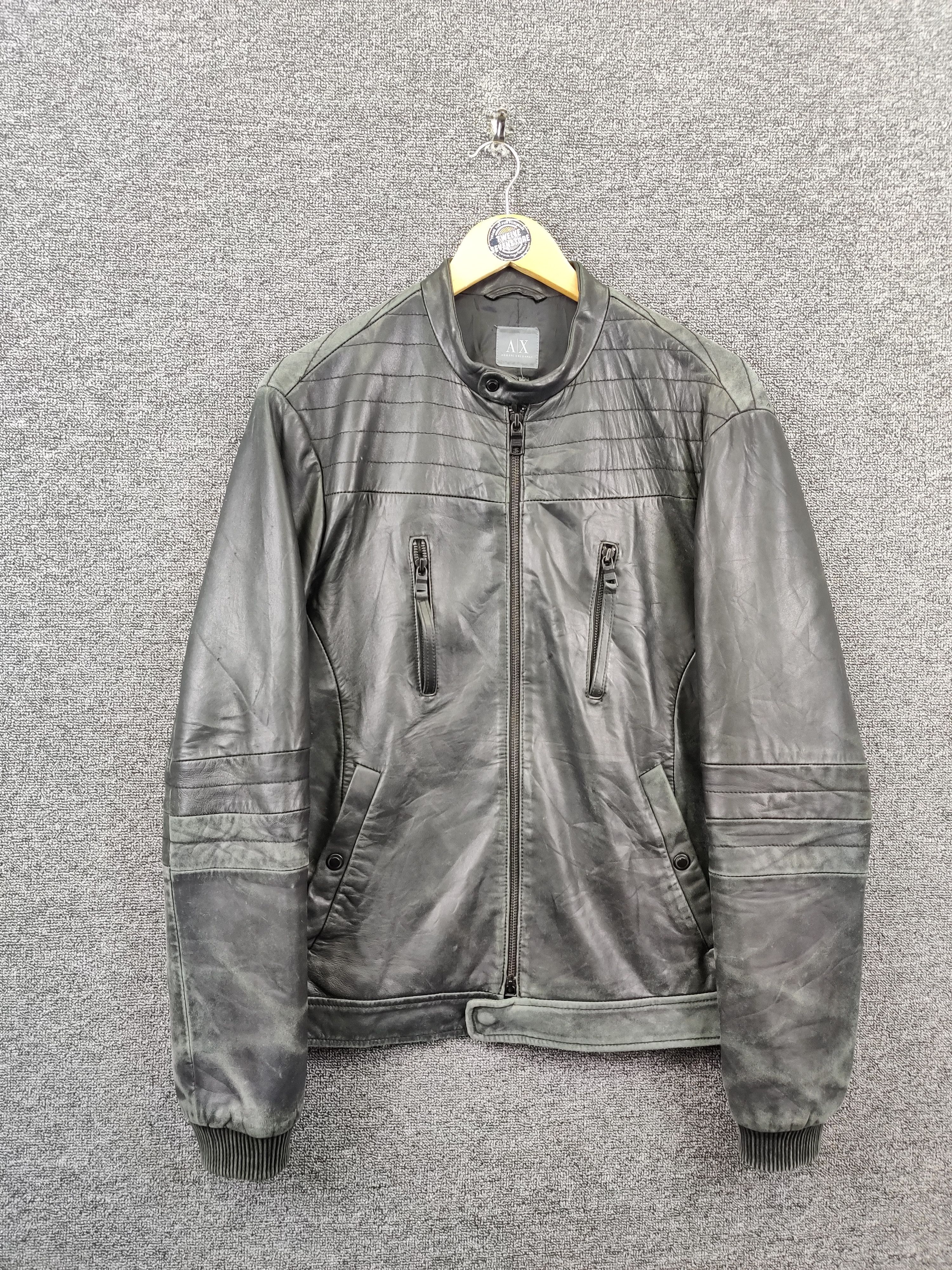 Armani Exchange Vintage Armani Exchange Leather Motorcycle Jacket Size US M / EU 48-50 / 2 - 1 Thumbnail