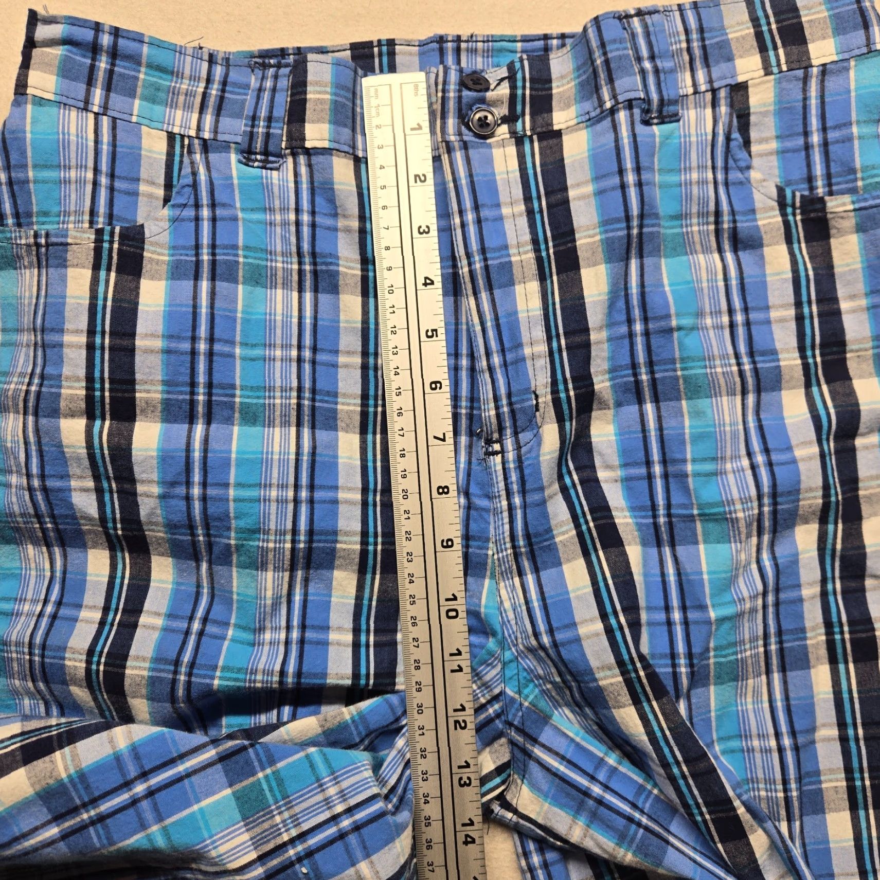 Vintage Bobbie Brooks Ladies Shorts Plaid Blue White Button Zipper L Size 36" / US 14 / IT 50 - 6 Thumbnail