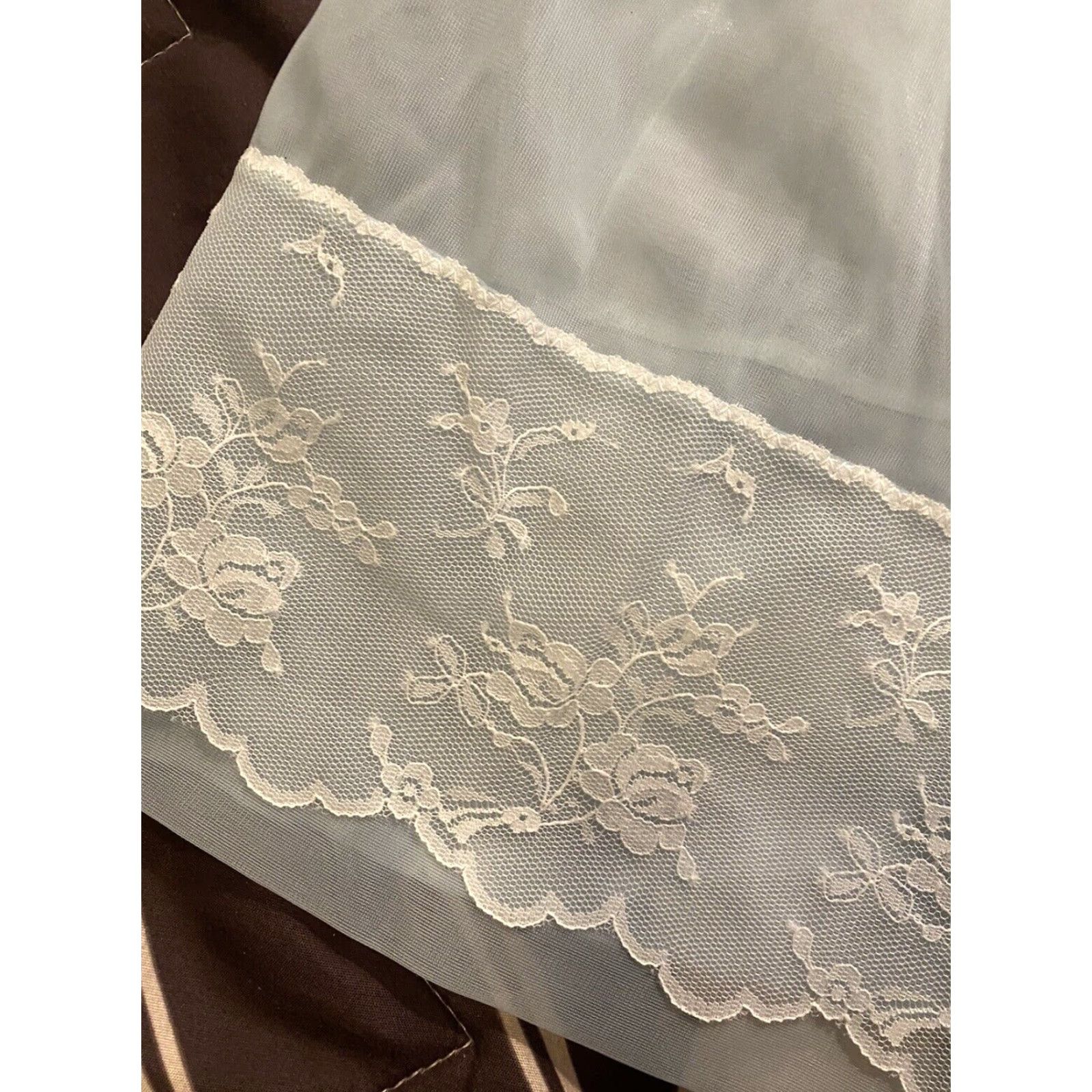 Henson VINTAGE 60’s Henson Kickernick Nylon Lace Sheer Nightie Bed Jacket Blue Sz 34 | 1960s Victorian Nylon Nightwear Mainsale Keywords Size XXS / US 00 / IT 34 - 3 Thumbnail