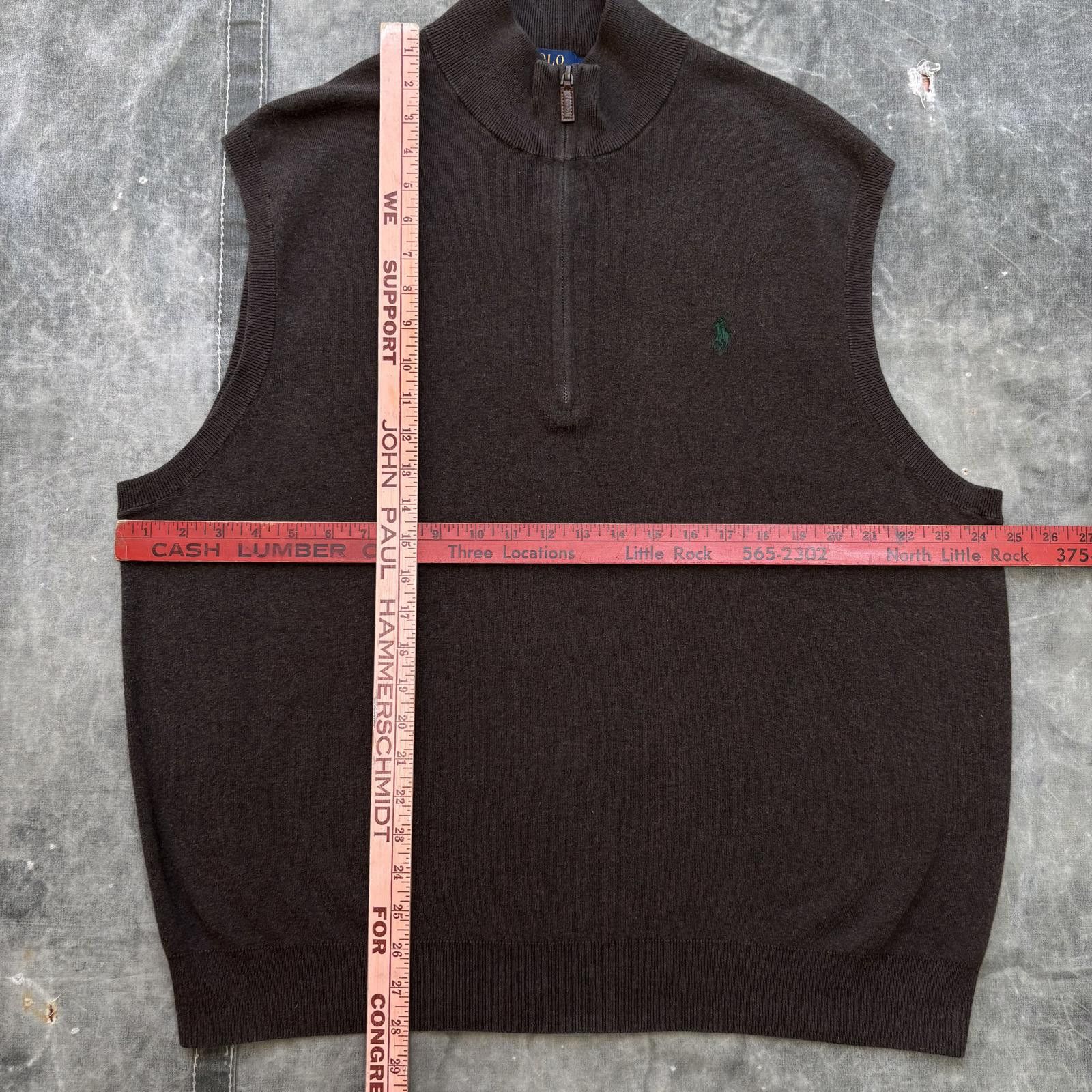 Polo Ralph Lauren Polo Ralph Lauren Chocolate Brown 1/4 Zip Sweater Vest Size US XL / EU 56 / 4 - 4 Thumbnail