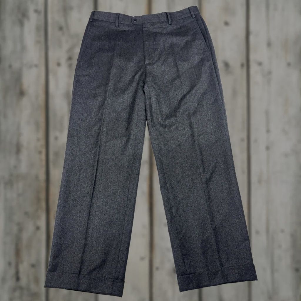 Zanella Zanella Italy Wool Dress Pants Flat Front Trousers Gray Twill (Measures 34x27) Size US 34 / EU 50 - 1 Thumbnail