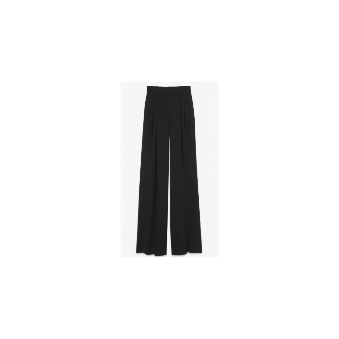 Saint Laurent Paris oc11z1025 Wide-Leg Pants in Striped Wool in Black Size 26" / US 2 / IT 38 - 1 Preview