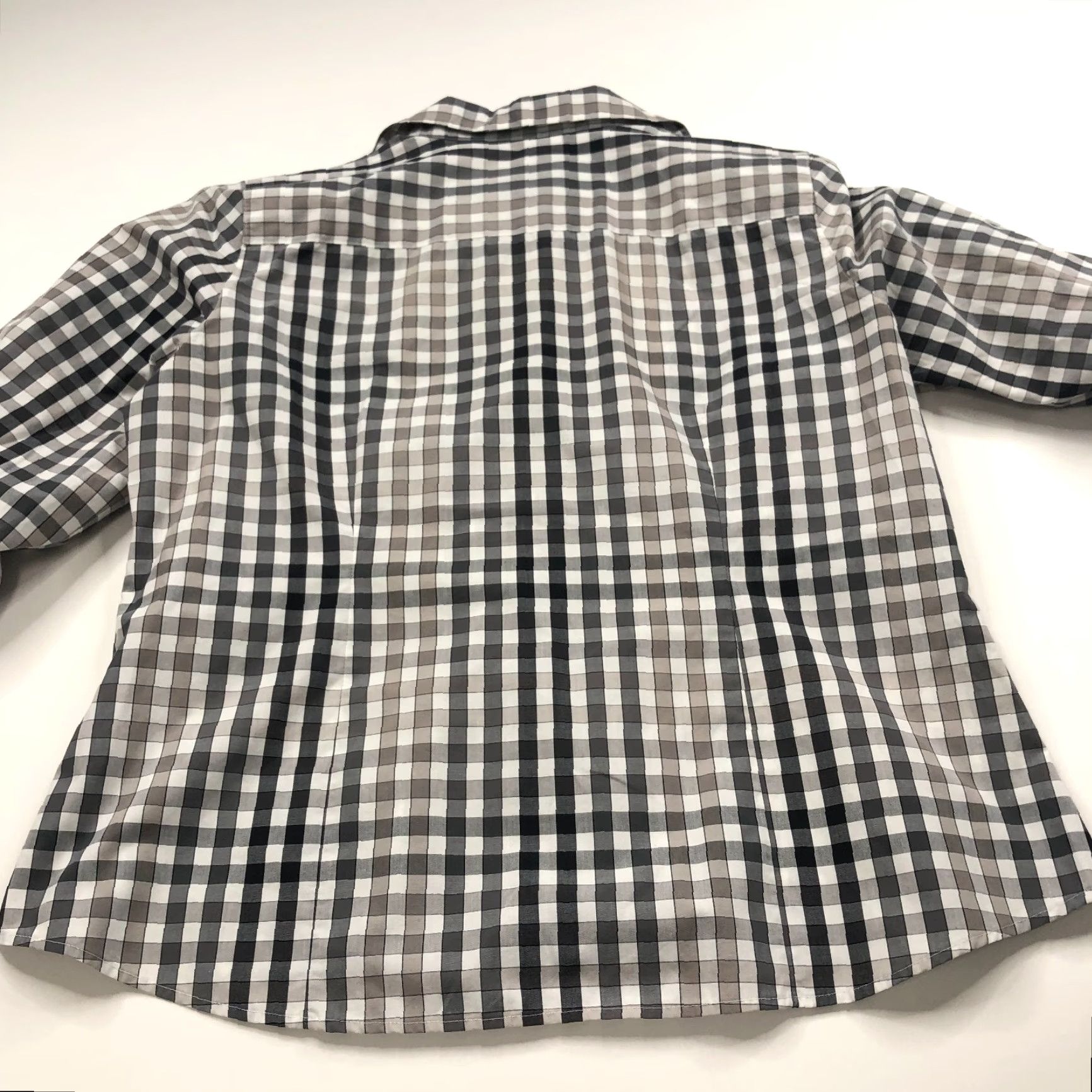 Vintage Foxcroft Shirt Gray Plaid Long Sleeve V-Neck Fitted Wrinkle Free 14P Button-Up Womens Petite Casual" Size XL / US 12-14 / IT 48-50 - 6 Thumbnail