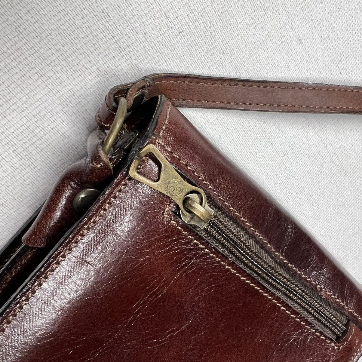 Firenze × Vintage Firenze Leather Bag Brown Saddle Shoulder Crossbody Handbag Size ONE SIZE - 8 Thumbnail