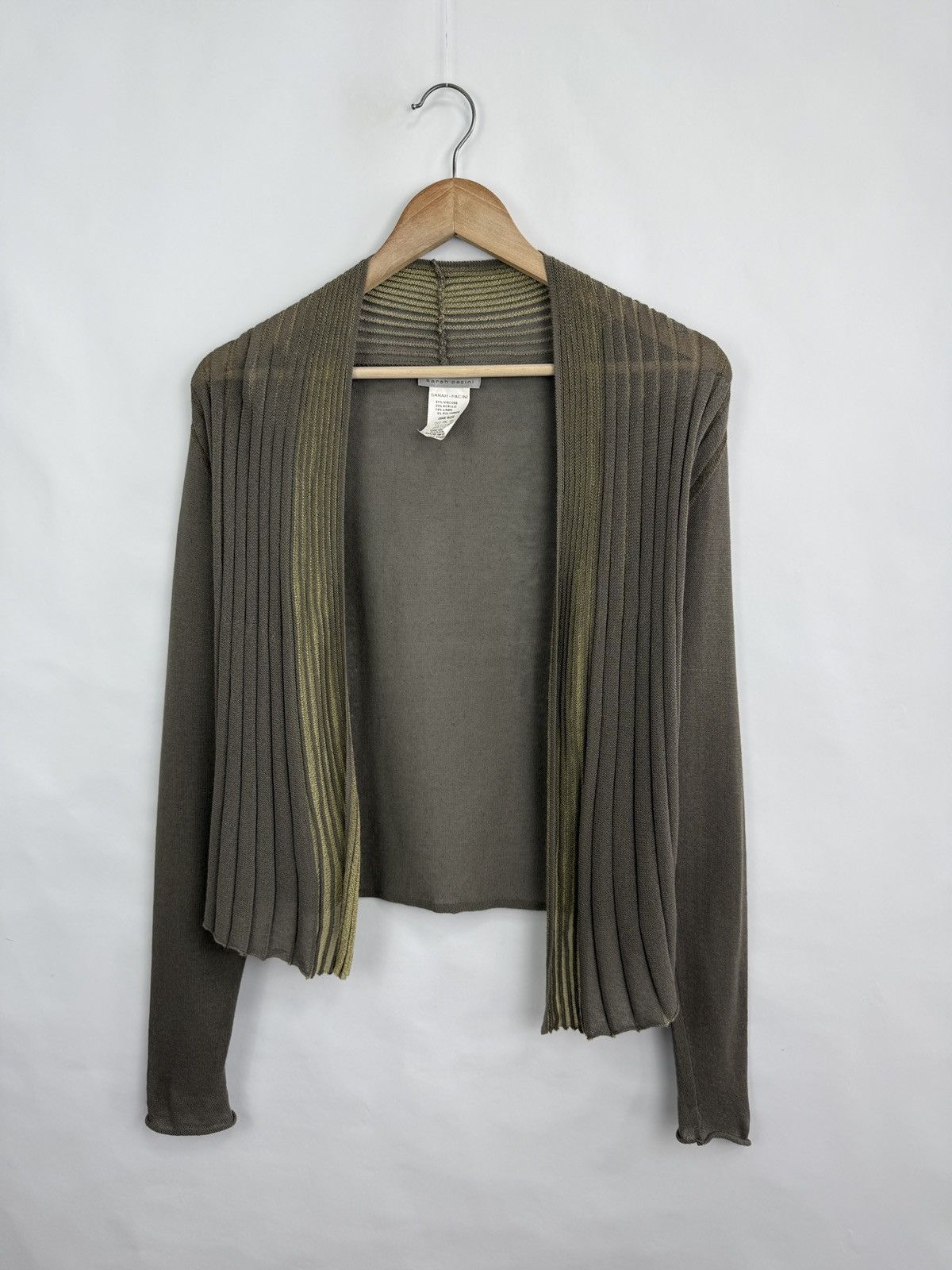 Sarah Pacini 🇮🇹 Sarah Pacini Avant Garde Ribbed Knit Cardigan Made Italy Size ONE SIZE - 2 Thumbnail
