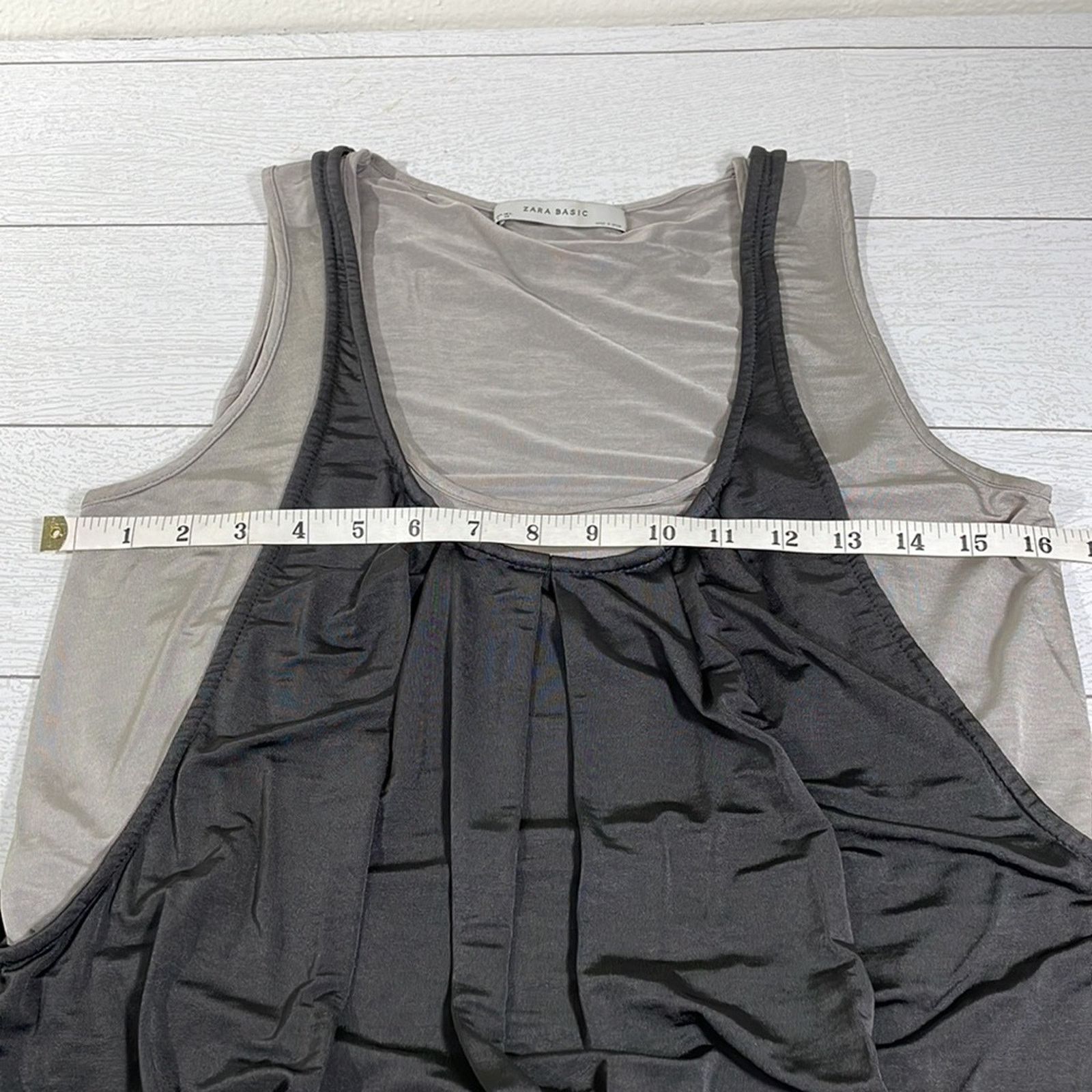 Zara ZARA Basic Small Layered Gray Tank Top Charcoal Light Gray Size S / US 4 / IT 40 - 2 Thumbnail