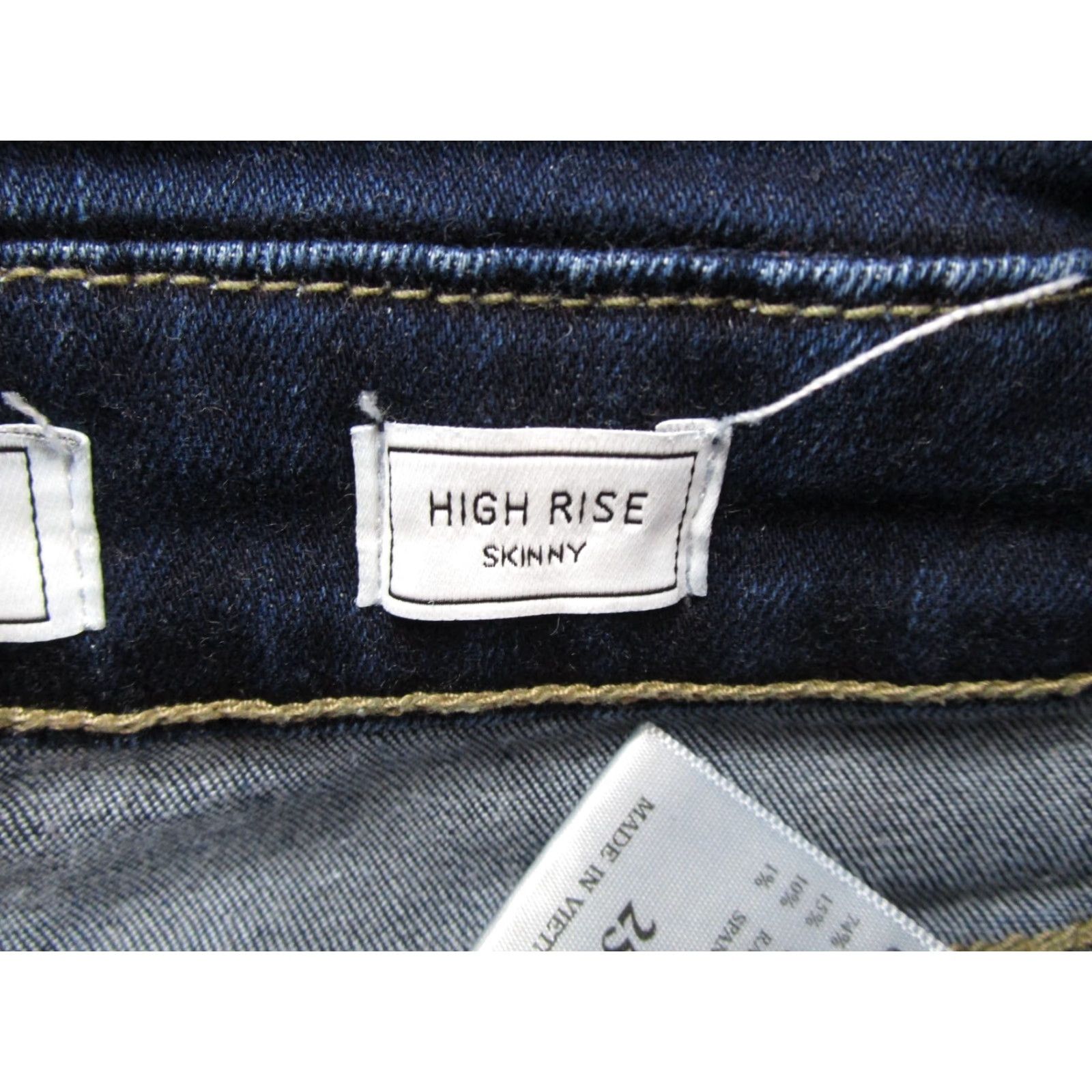 Vintage Kancan Button Fly High Rise Dark Wash Denim Jeans Womens Size 25 Blue Stretch Skinny 5-Pocket Design Size 42" / US 20 - 4 Thumbnail