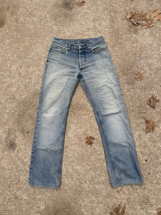 Helmut Lang Helmut Lang Stained Yellow Boot Cut Denim SS98 | Grailed