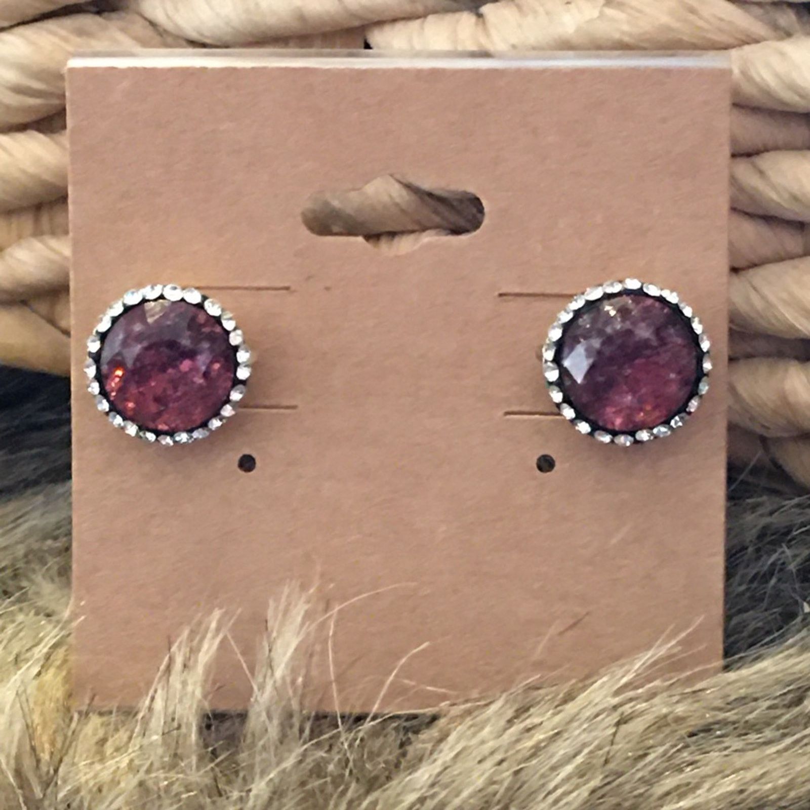 Vintage Vintage purple crackle glass stone earrings Size ONE SIZE - 1 Thumbnail