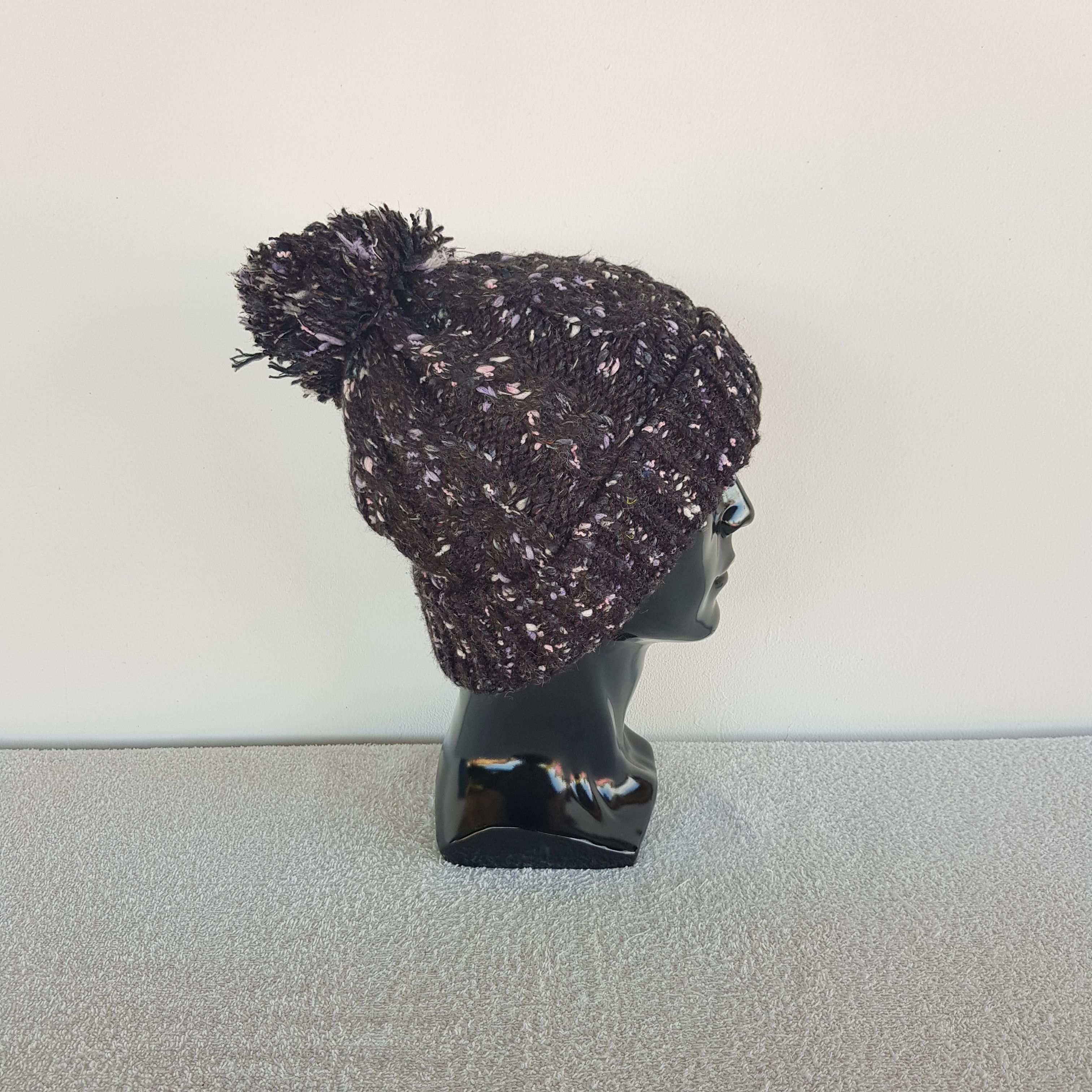Homespun Knitwear Vintage Japanese Ribbed Beanie Knit Crochet Ribbed Caps Hats Size ONE SIZE - 3 Thumbnail