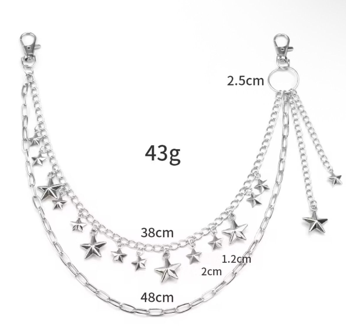 Other Hip Hop Multilayer Stars Pendants Pants Chain Wallet Belt Size ONE SIZE - 5 Thumbnail