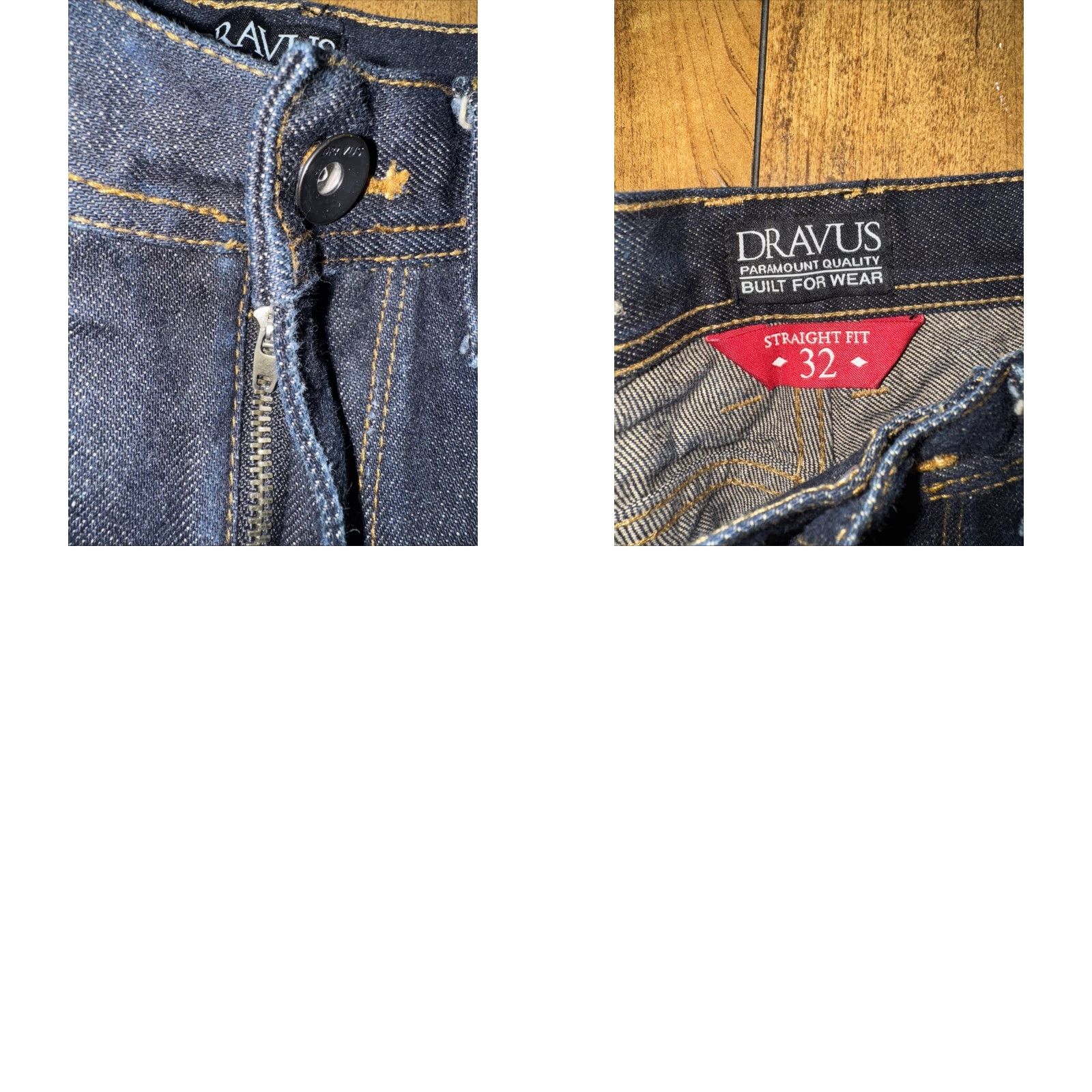 Denime VINTAGE Dravus Jeans Men’s Dark Indigo Red Line Selvedge Raw Denim 32x33 Straight Workwear Handcrafted Size US 32 / EU 48 - 8 Thumbnail