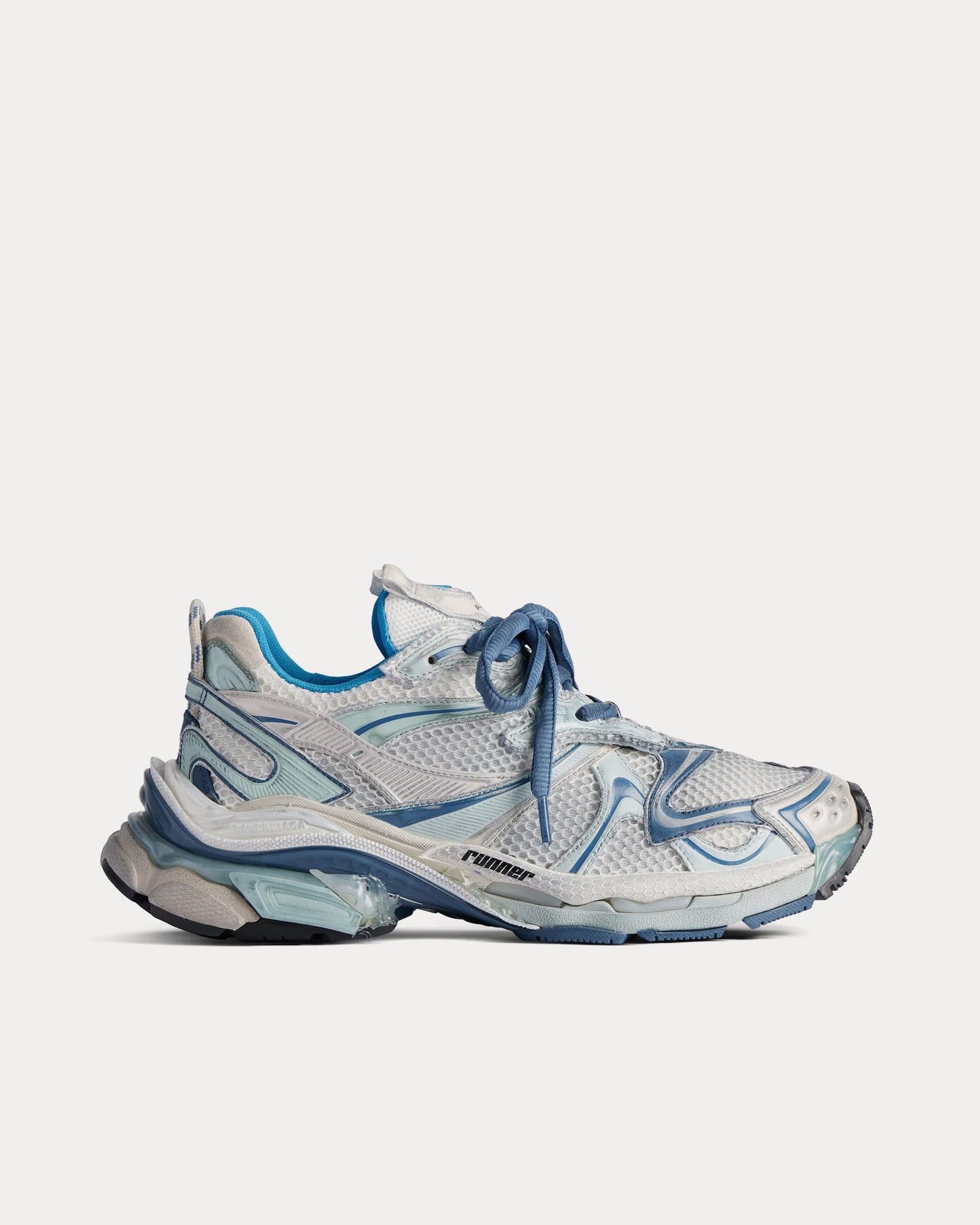 Balenciaga Runner 2.0 Mesh & Polyurethane White / Blue / Beige Low Top Sneakers Size US 7 / EU 40 - 1 Thumbnail