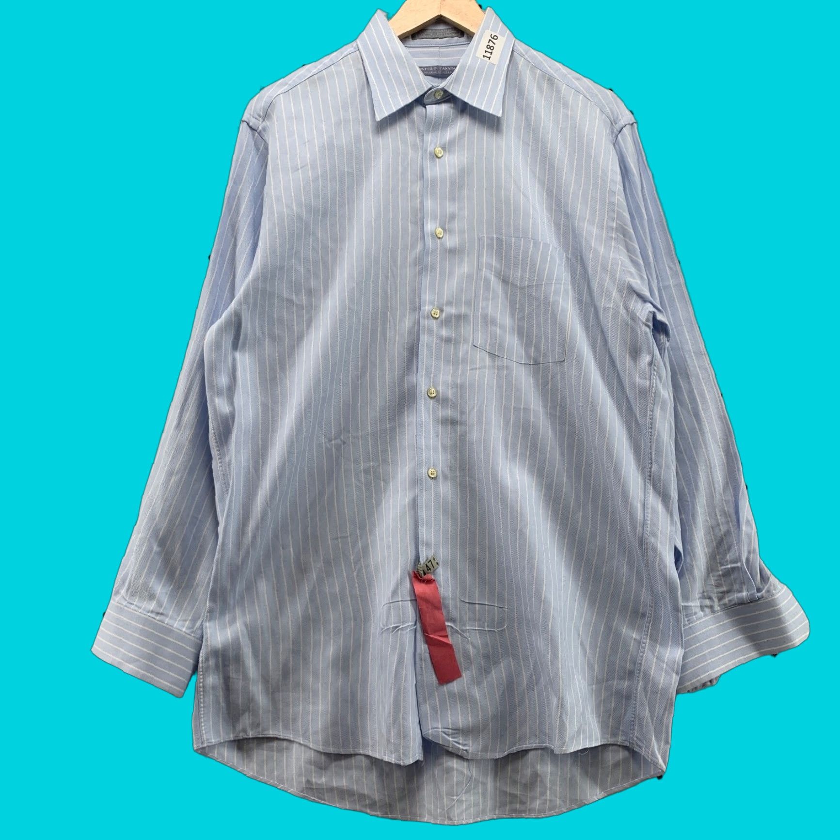 Vintage Forsyth Of Canada Shirt 15.5 Regular Blue Striped Button-Up Mens Size US L / EU 52-54 / 3 - 1 Thumbnail