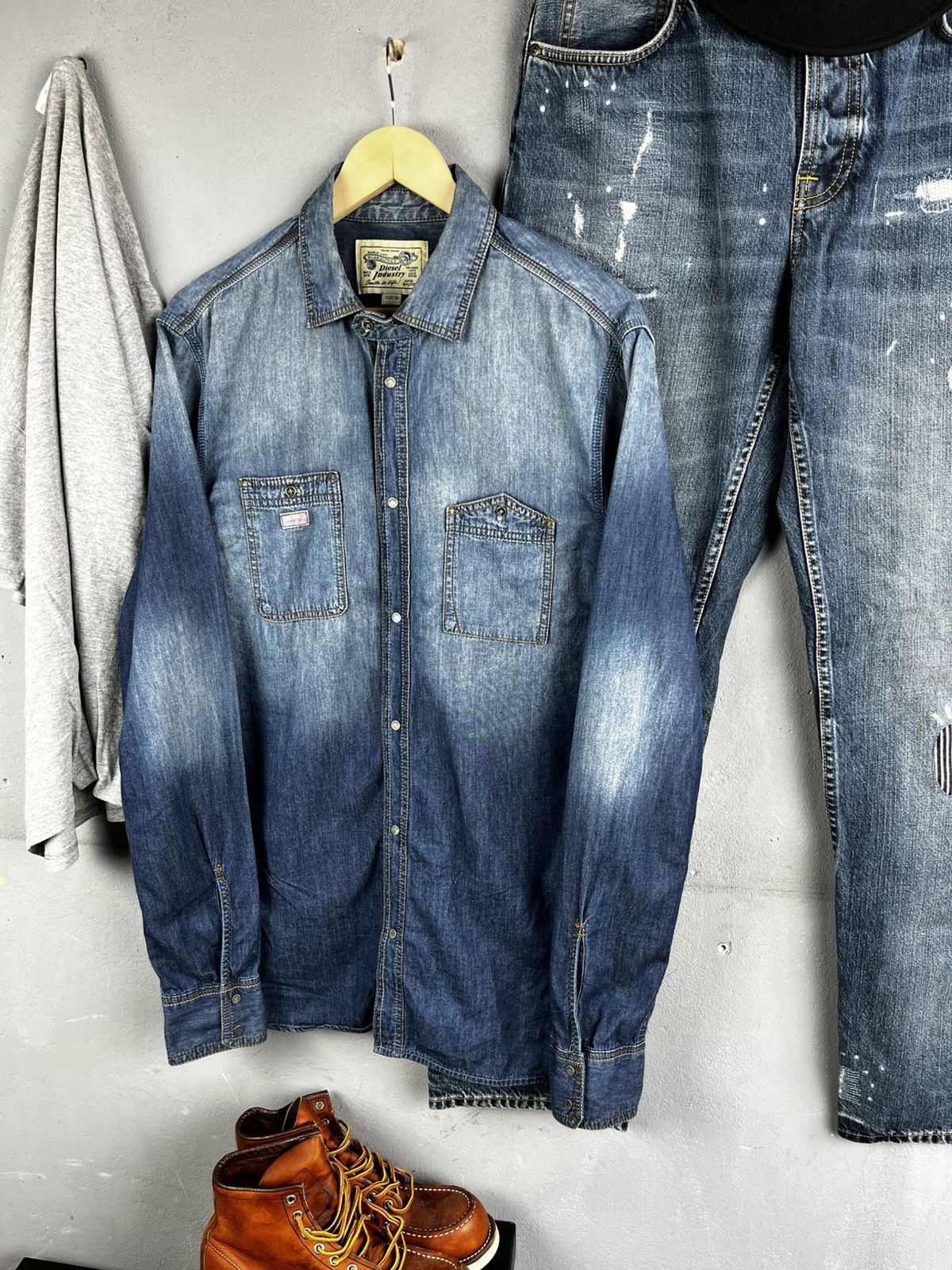 Diesel Diesel denim distressed shirt size xl Size US XL / EU 56 / 4 - 5 Thumbnail
