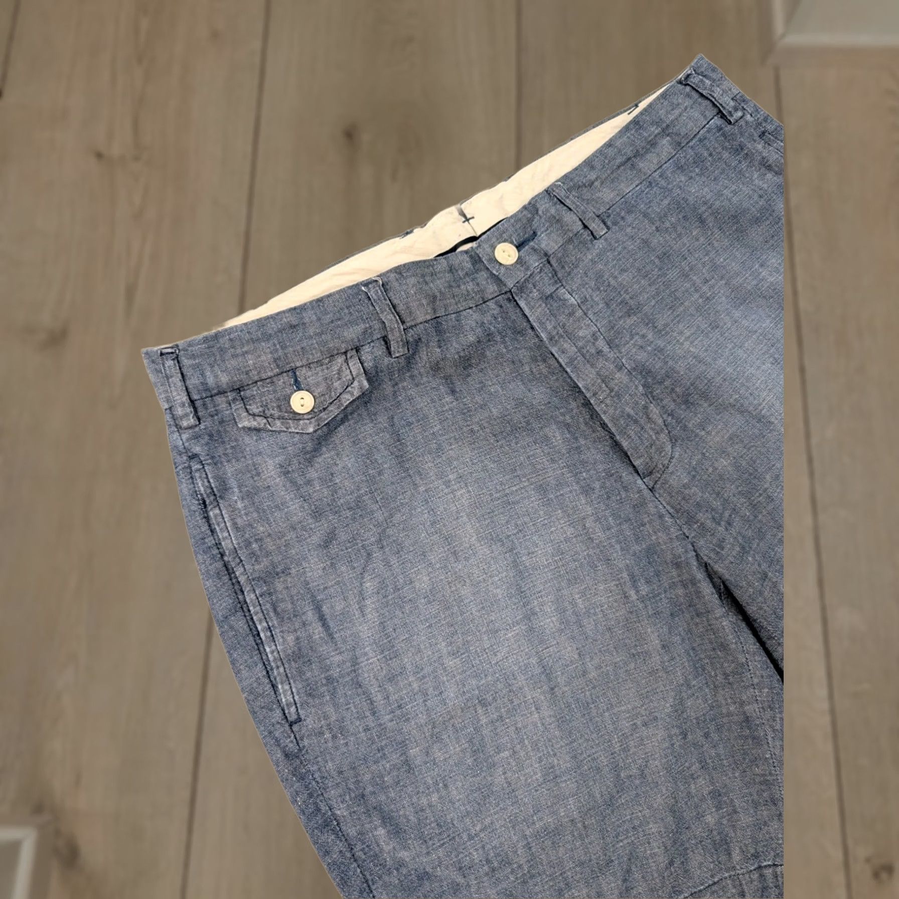 Polo Ralph Lauren VINTAGE Polo Ralph Lauren Shorts Chino 35 Inseam 9" Linen Canvas Blue 90s Preppy Mens Size US S / EU 44-46 / 1 - 1 Thumbnail