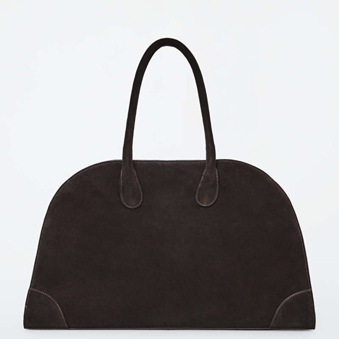 Cos COS Studio Bowling Bag NWT Dark Brown Suede Size ONE SIZE - 4 Thumbnail