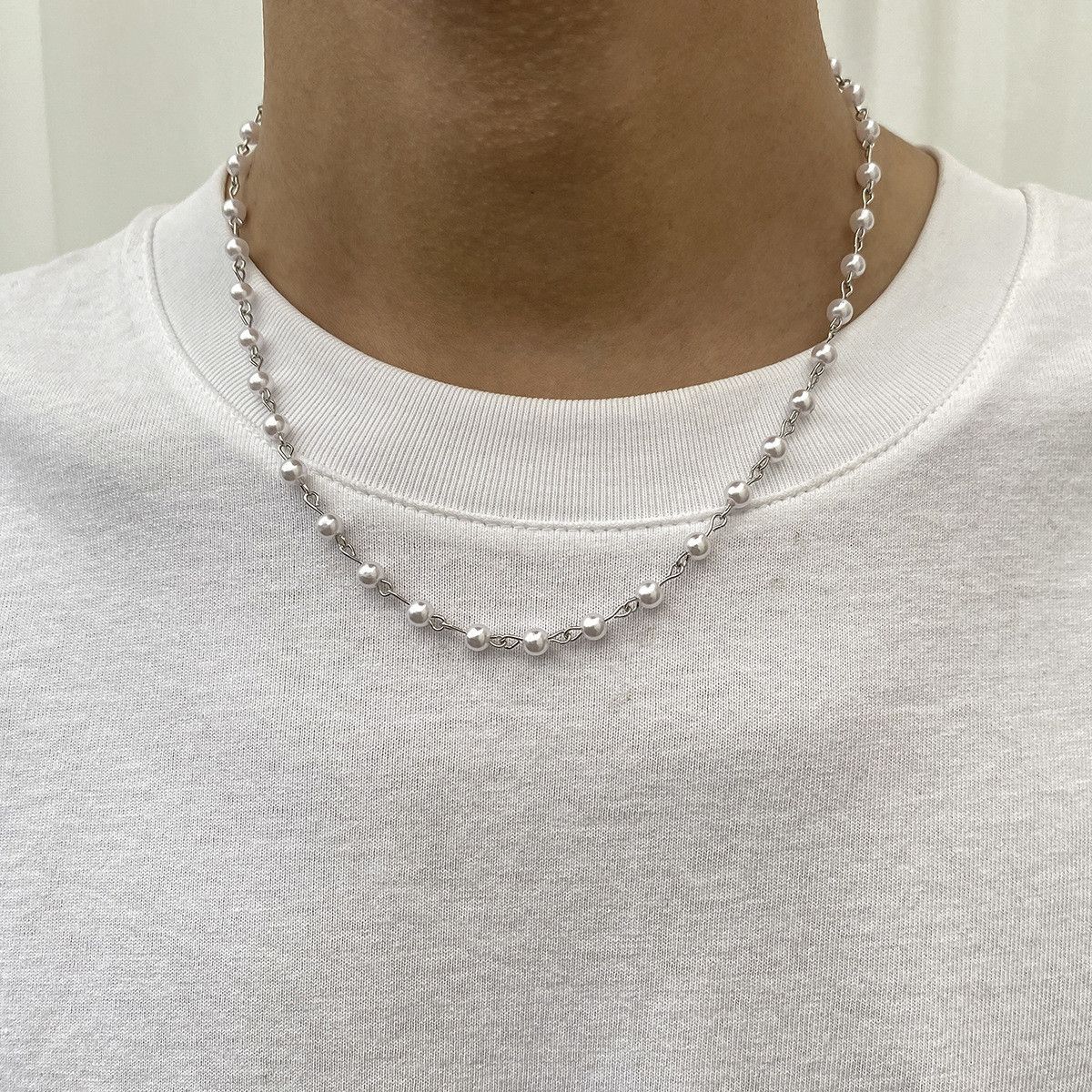 Jewelry Geometric Iron Pearl Necklace Size ONE SIZE - 1 Thumbnail