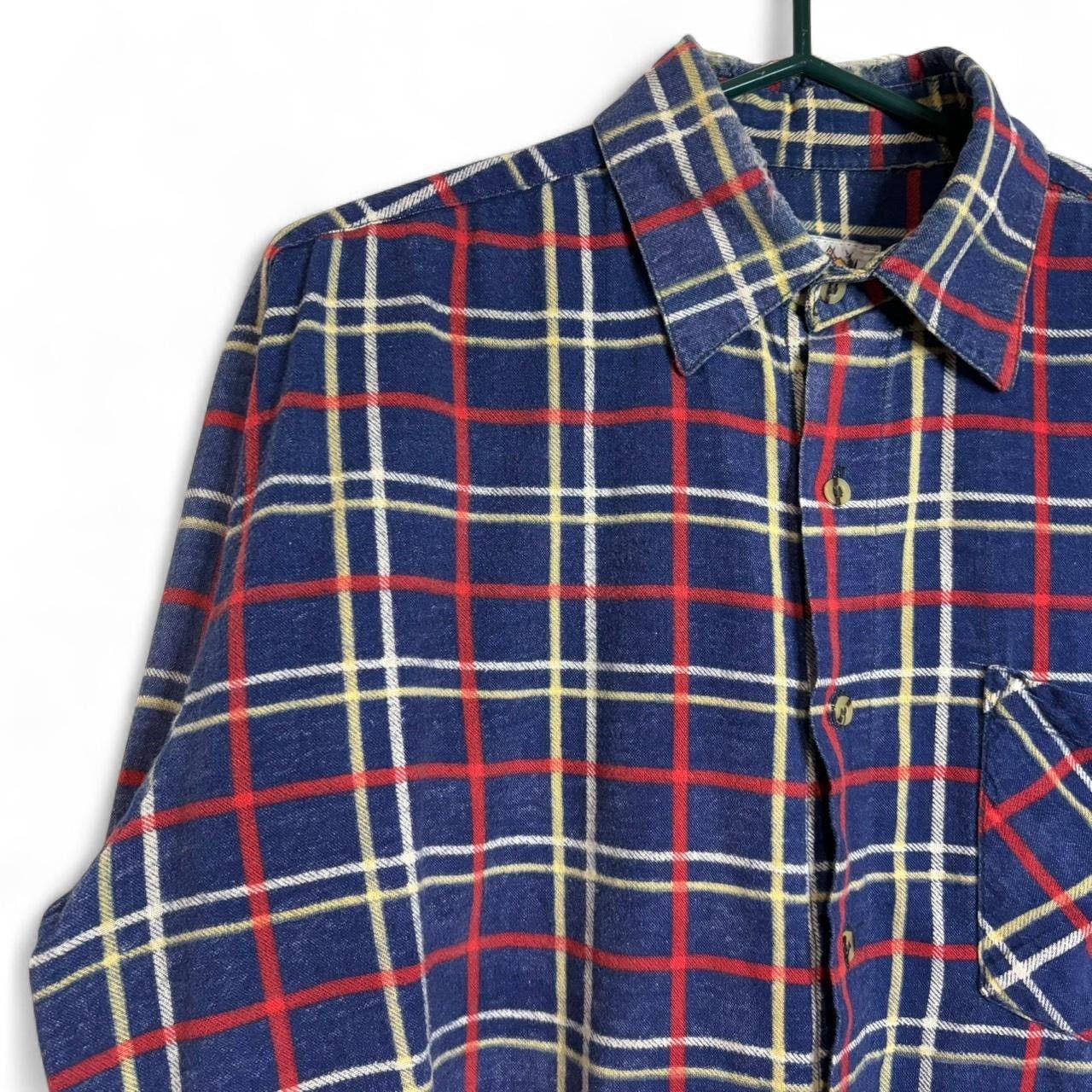 Flannel × Vintage Vintage 90s Plaid Blue Button-Up Boxy Flannel Shirt Size US XL / EU 56 / 4 - 2 Thumbnail