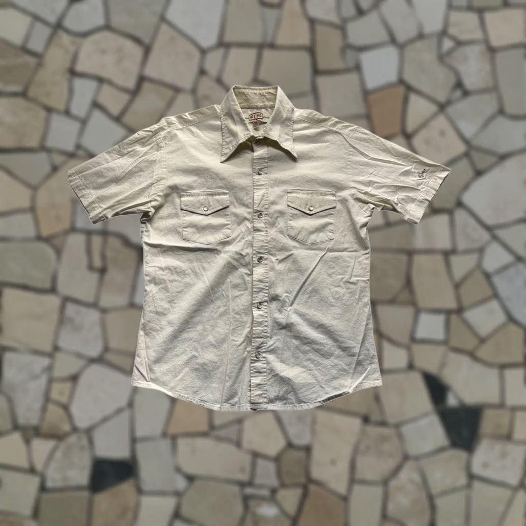 Vintage BC Ethic Button-Up Shirt Short Sleeve M Mens Beige Cotton Spandex Size US M / EU 48-50 / 2 - 1 Thumbnail