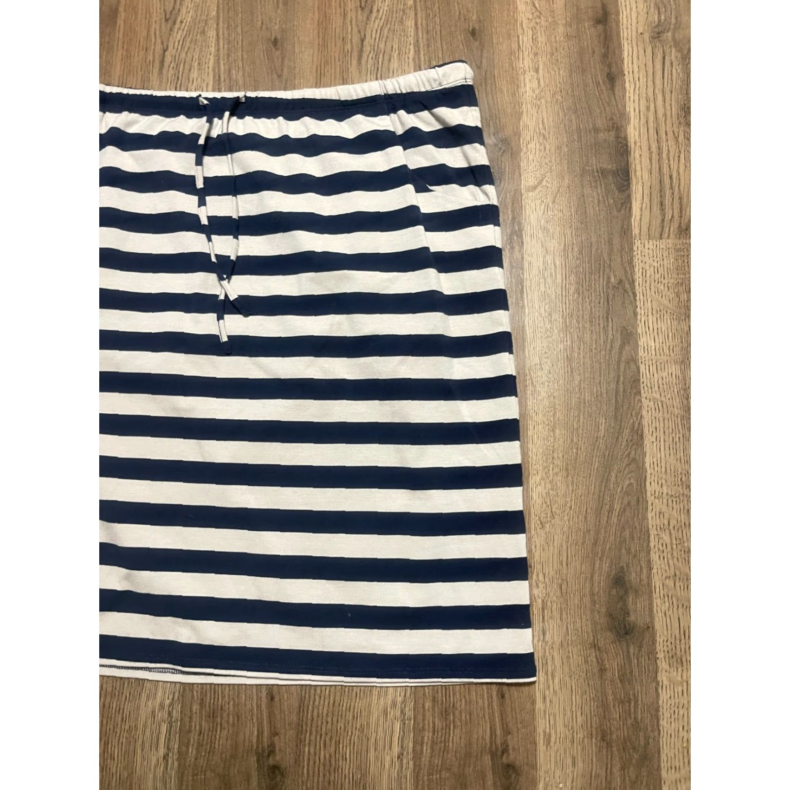 Vintage Sonoma Skirt Women's Size Large Blue Grey Striped Tie Waist Straight Pencil Size 36" / US 14 / IT 50 - 4 Thumbnail