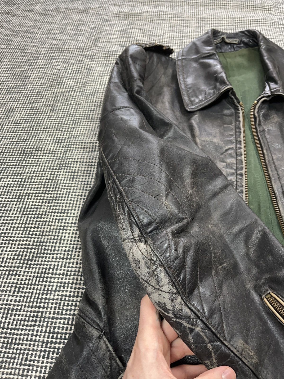 Genuine Leather 40s/50s Germany WW2 Luftwaffe motorcycle leather jacket Size US M / EU 48-50 / 2 - 12 Thumbnail