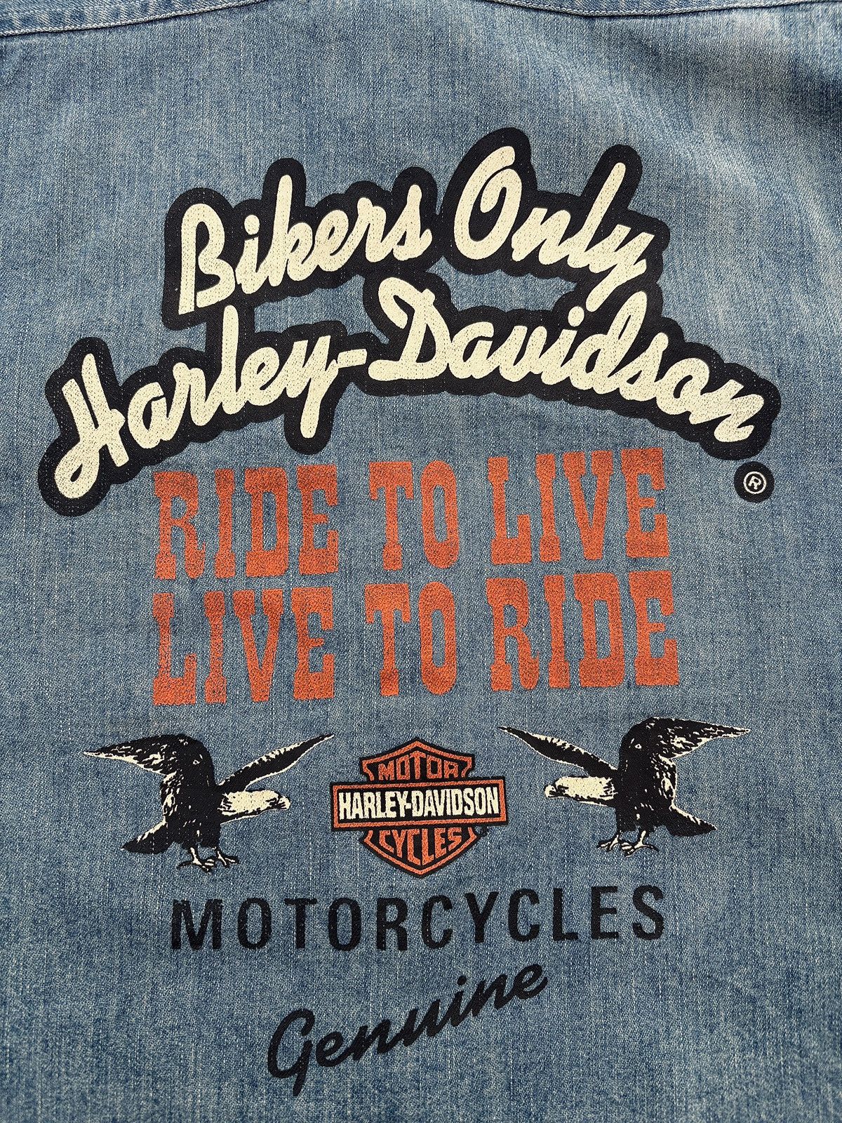 Harley Davidson Vintage Harley-Davidson Biker Denim Shirt Rider Size US XL / EU 56 / 4 - 3 Thumbnail