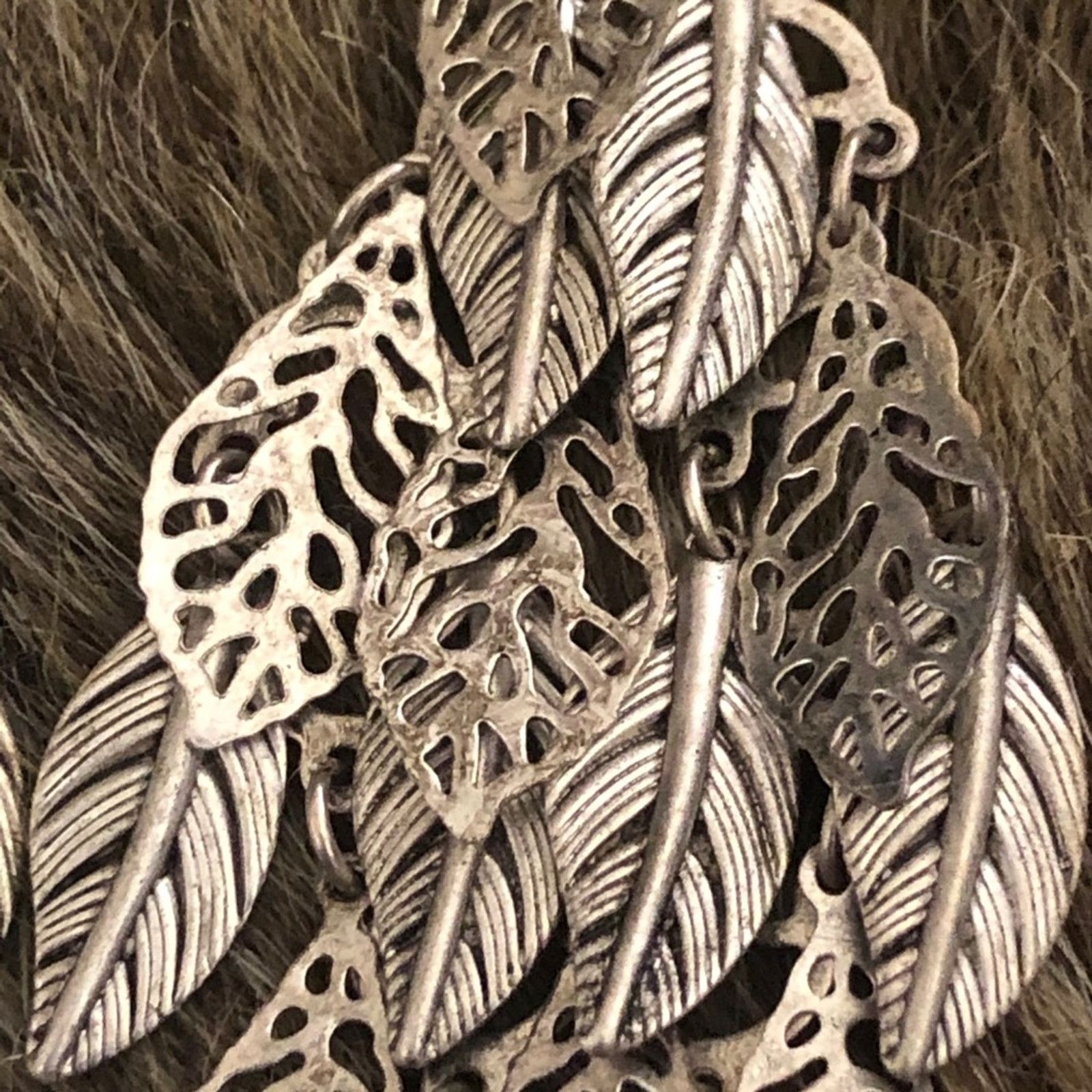 Vintage Vintage silver tone tiered falling leaves earrings Size ONE SIZE - 3 Thumbnail
