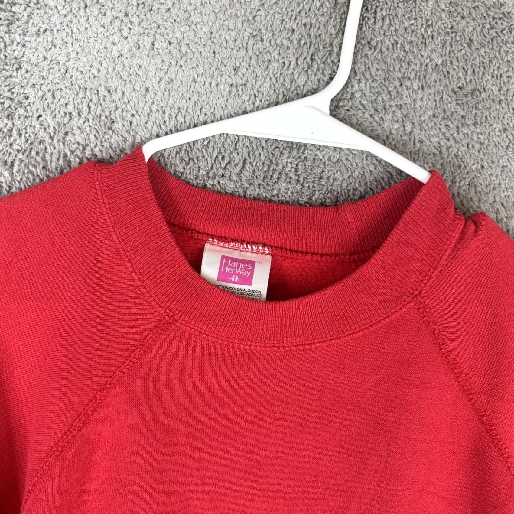 Hanes Hanes Her Way Sweatshirt Womens Large Red Raglan Crewneck Pullover USA Size L / US 10 / IT 46 - 6 Thumbnail