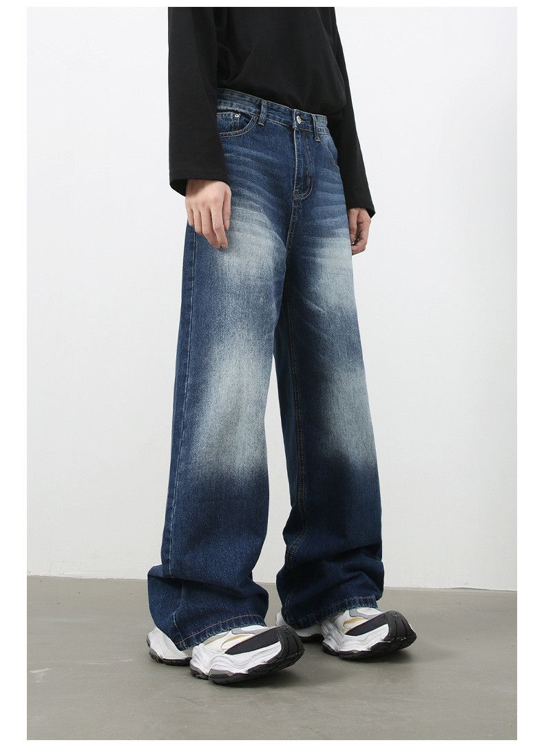 Japanese Brand American retro men's washed loose straight leg jeans Size US 32 / EU 48 - 3 Thumbnail