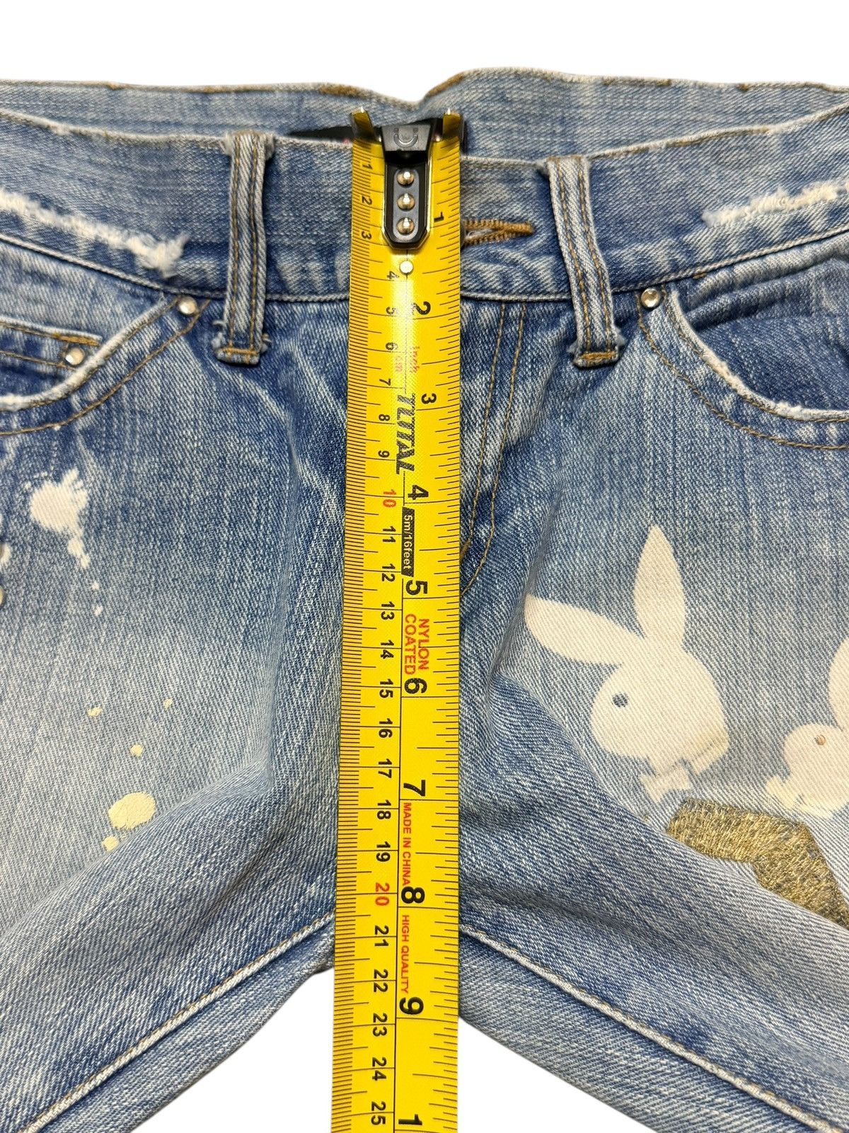 Playboy Vintage Y2K Playboy Faded Wash Paint Splatter Wide Leg Flare Size 28" / US 6 / IT 42 - 13 Thumbnail