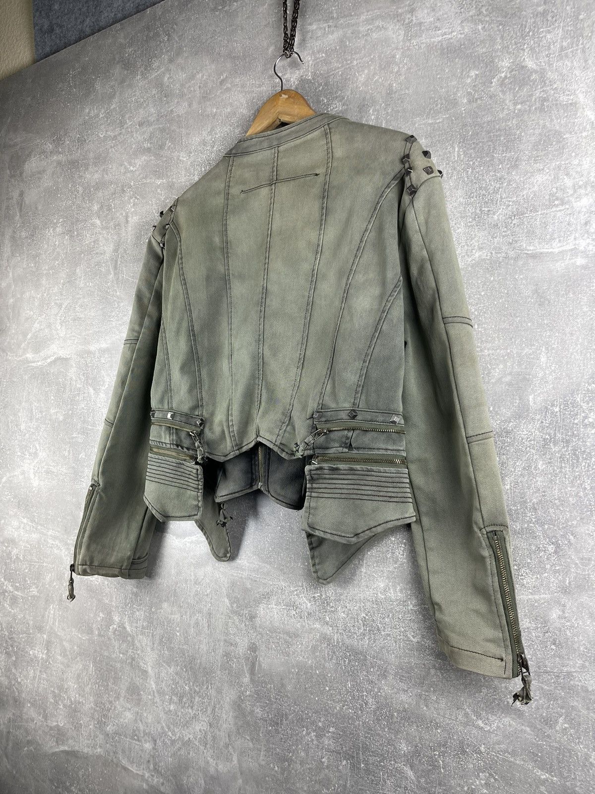 Other Y2K Avant Garde Faded Japanese Cropped Jacket Green Washed Size L / US 10 / IT 46 - 13 Thumbnail