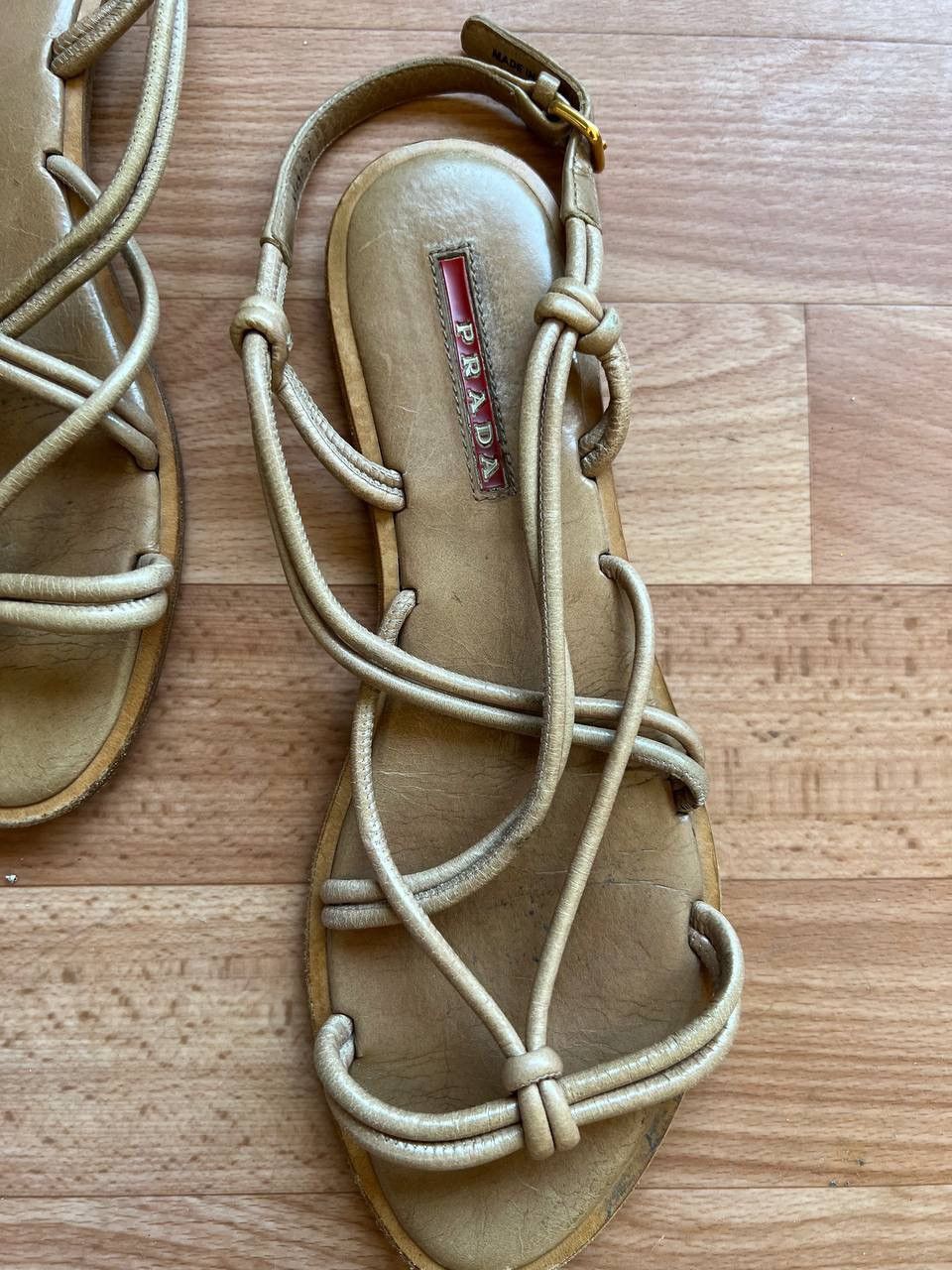 Prada PRADA RED TAB GLADIATOR BEIGE LIGHT BROWN WOMAN SANDALS SZ37 Size US 7 / IT 37 - 4 Thumbnail