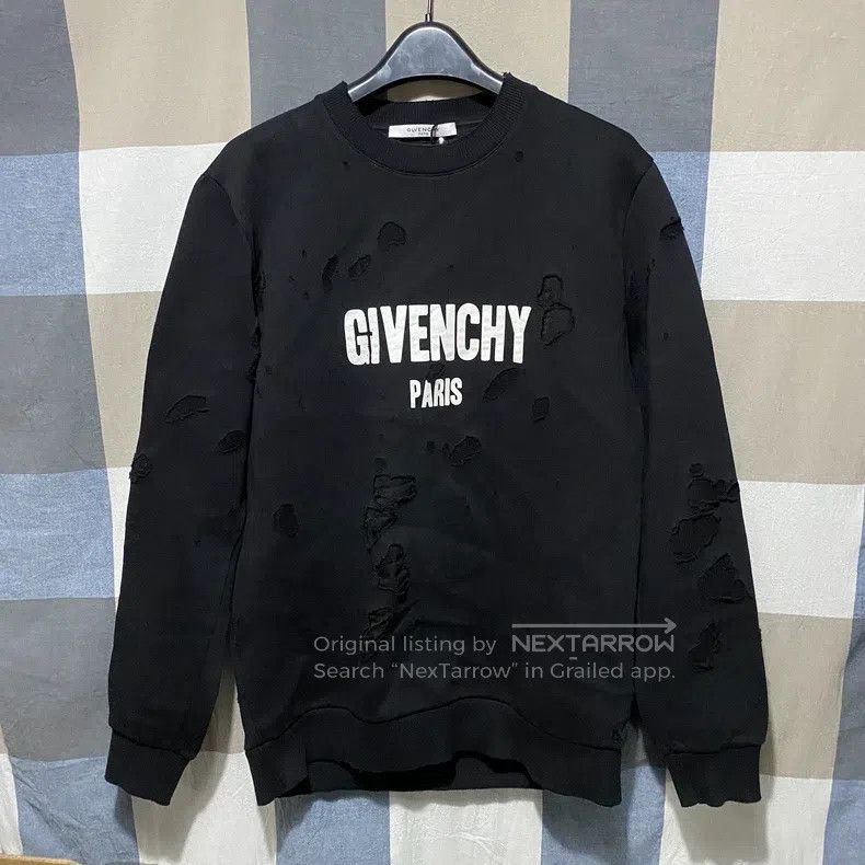 Givenchy Ripped Style Hoodie Men's Black Size S Worn Twic