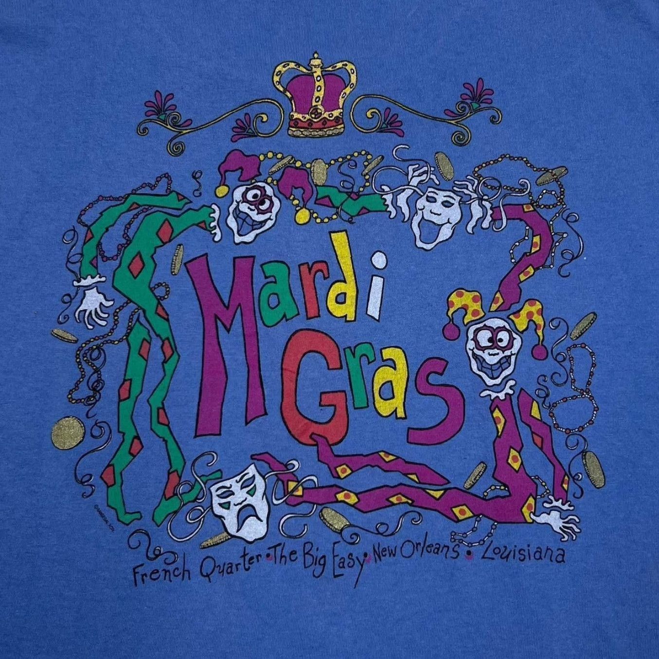 Anvil VINTAGE Anvil Mardis Gras “French Quarter New Orleans” T-Shirt XL Blue Short Sleeve Graphic Print Souvenir Men Regular Size XLG) Size US XL / EU 56 / 4 - 4 Thumbnail