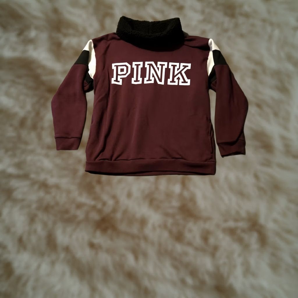 Victoria's Secret VINTAGE Victoria's Secret PINK Sweatshirt Women Medium Burgundy Mock Neck Pullover Logo Love Activewear US Made Vietnam Size M / US 6-8 / IT 42-44 - 1 Thumbnail