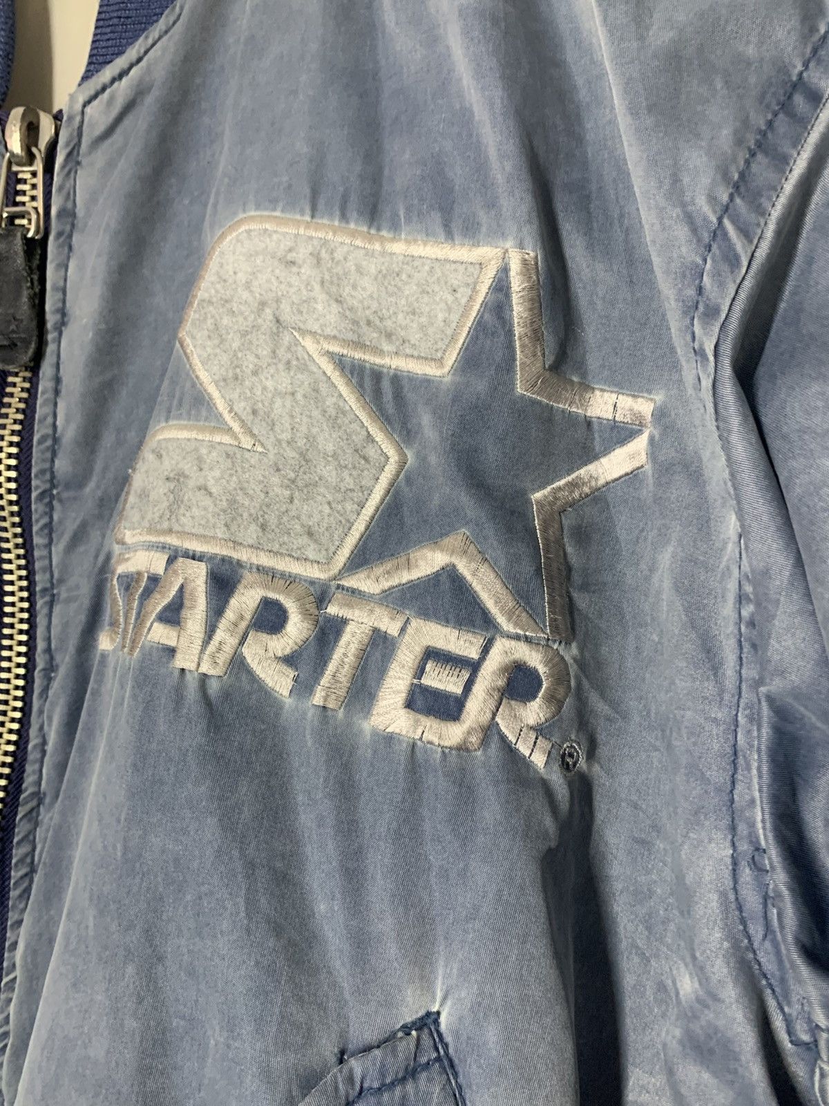 Starter Vintage STARTER Bomber Jacket Distressed Size US L / EU 52-54 / 3 - 7 Thumbnail