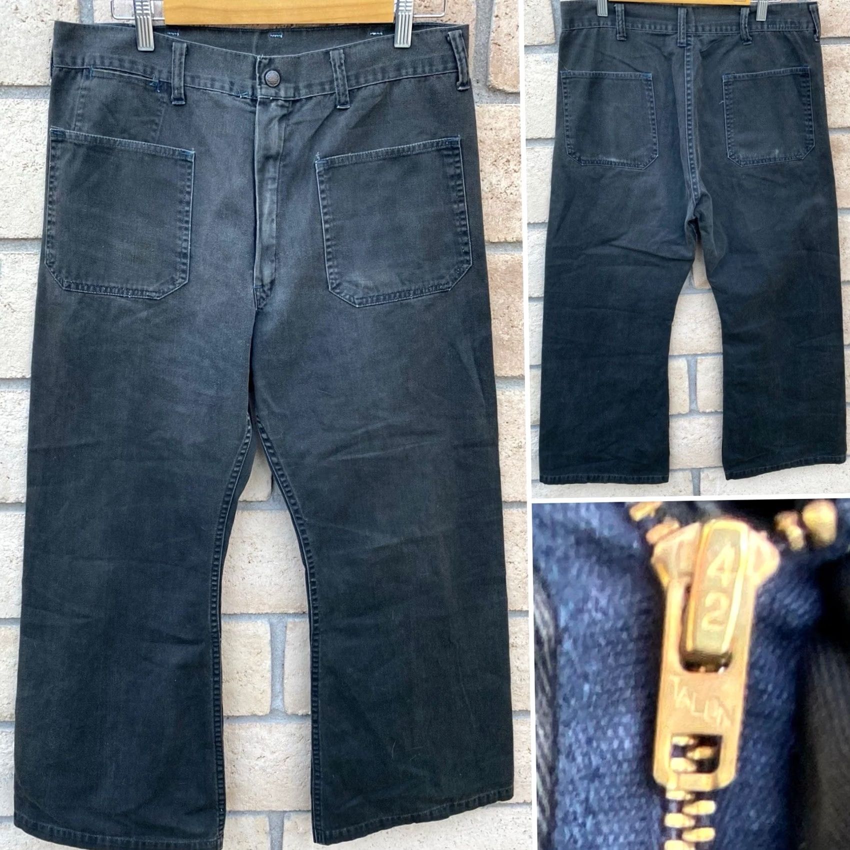 Bell VINTAGE Sailor Pants Flare Bell Botton Talon 42 Zipper 60s 70s 34 in Waist Casual Military Womens/Vintage Pants 34 Inseam 28 Waist to Hem 38.5 in Size US 34 / EU 50 - 2 Thumbnail