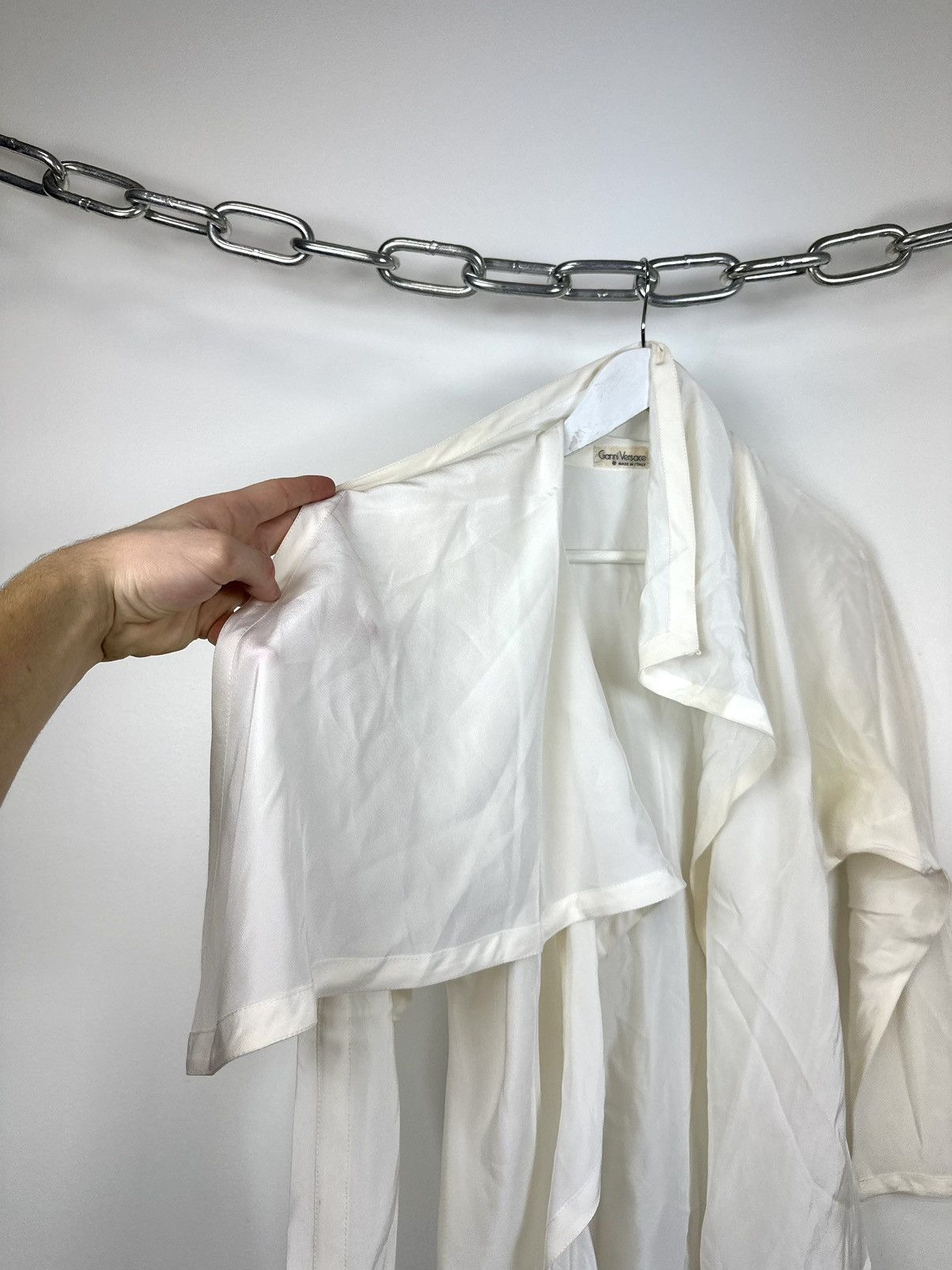 Versace Vintage 90s Gianni Versace Luxury Designer Silk Blouse Shirt Size M / US 6-8 / IT 42-44 - 3 Thumbnail
