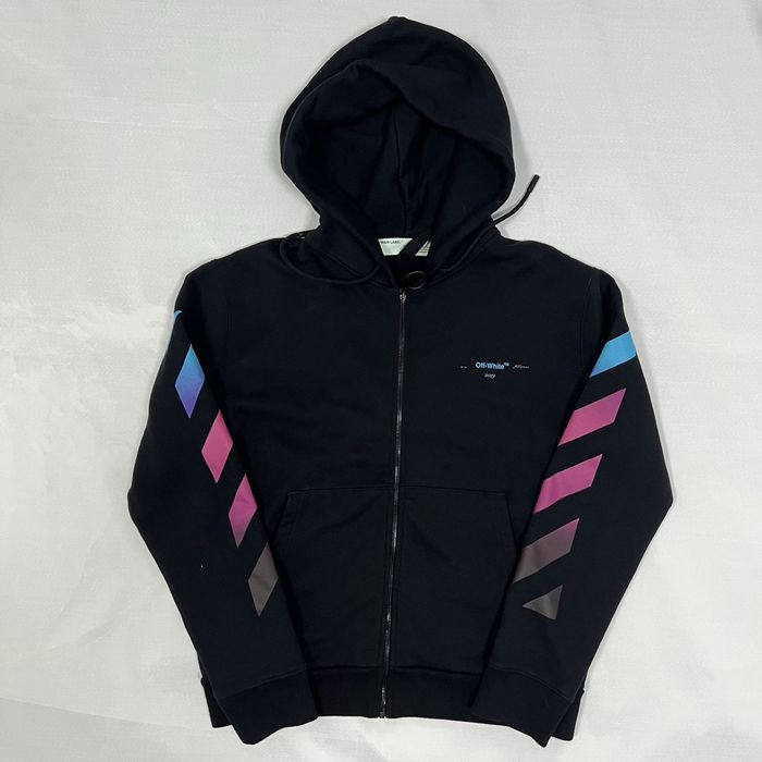 Off white gradient zip up hoodie sale